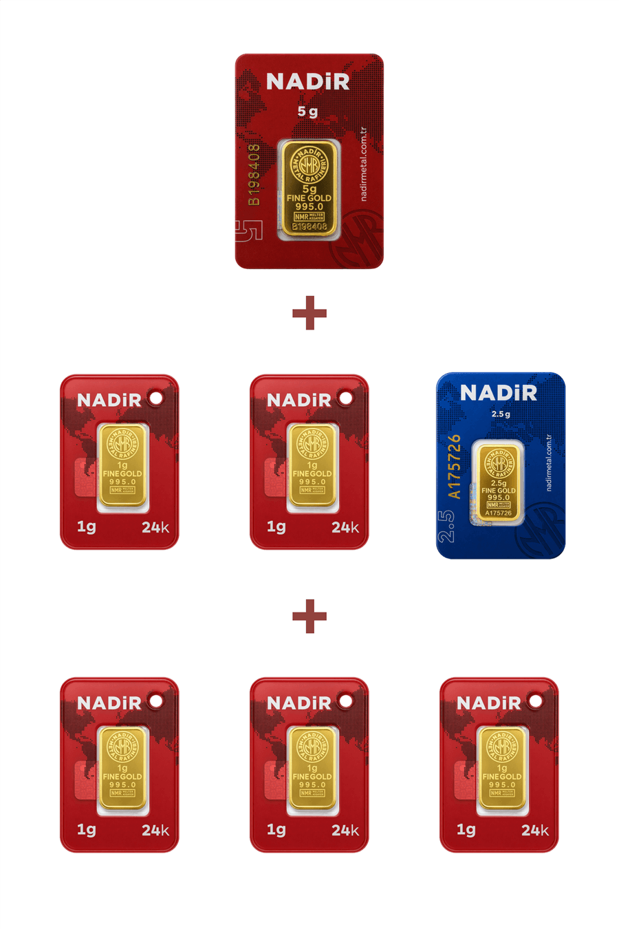 Nadir Gold 24 Ayar 12,5 Gram Altın (1 Ad 5 Gram Altın + 1 Ad 2,5 Gram Altın + 5 Ad 1 Gram Altın )