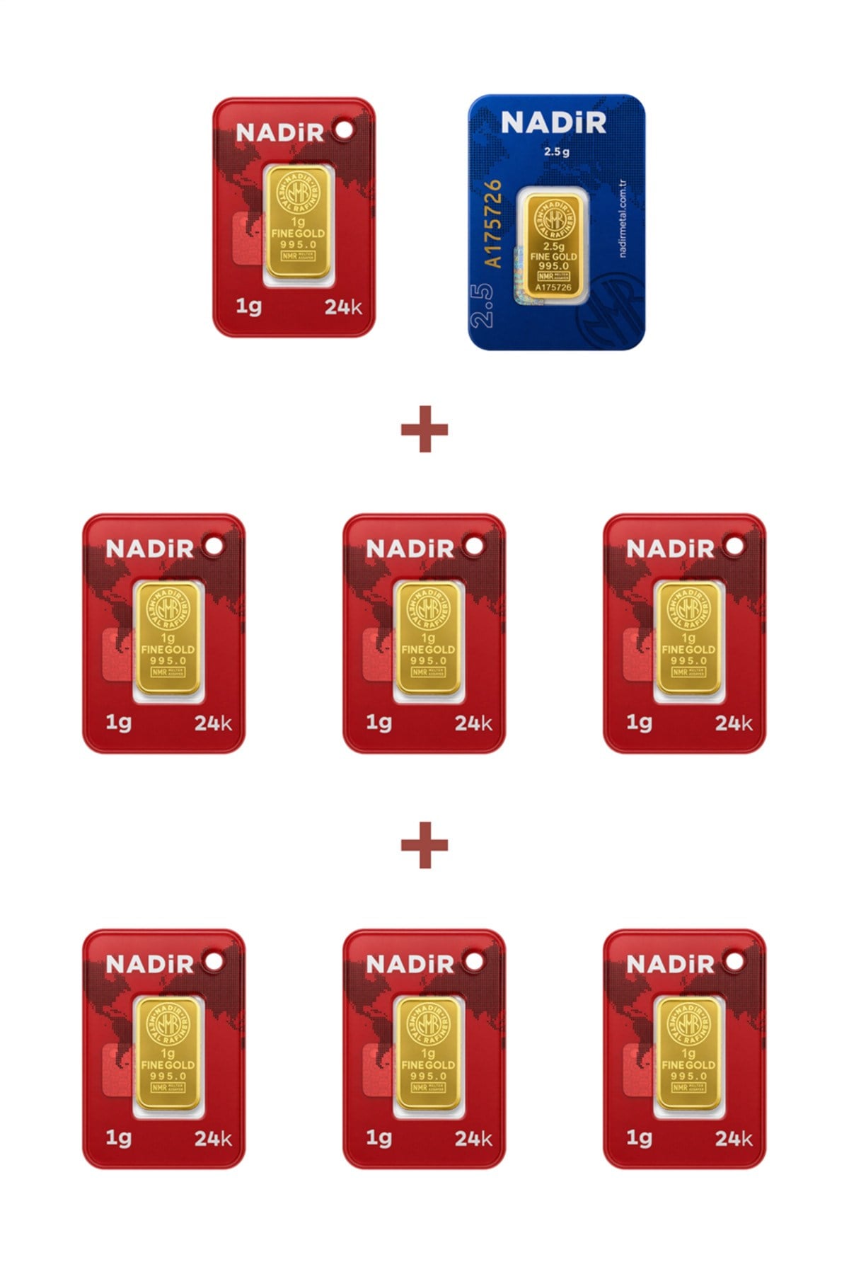 24 Ayar 9,5 Gram Külçe Altın (1 Adet 2,5 Gram Külçe Altın + 7 Adet 1 Gram Külçe Altın )