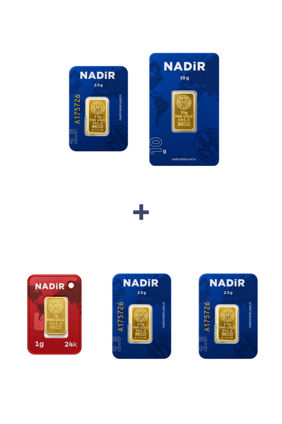 Nadir Gold 24 Ayar 18,5 Gram Altın (1 Ad 10 Gram Altın + 3 Ad 2,5 Gram Altın + 1 Ad 1 Gram Altın )
