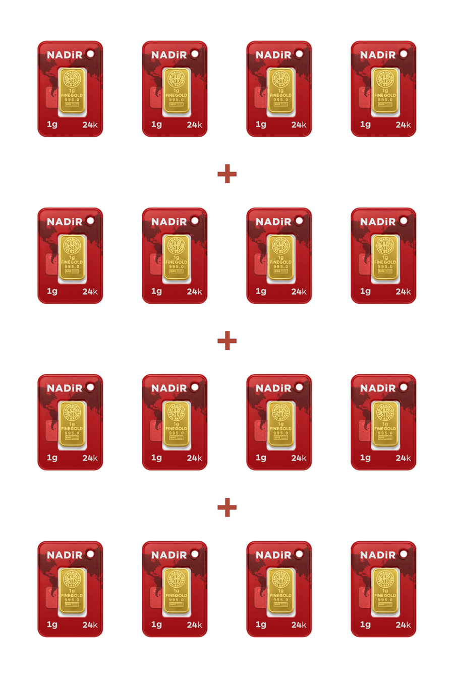 Nadir Gold 24 Ayar 16 Gram Külçe Altın (16 Adet 1 Gram Külçe Altın )