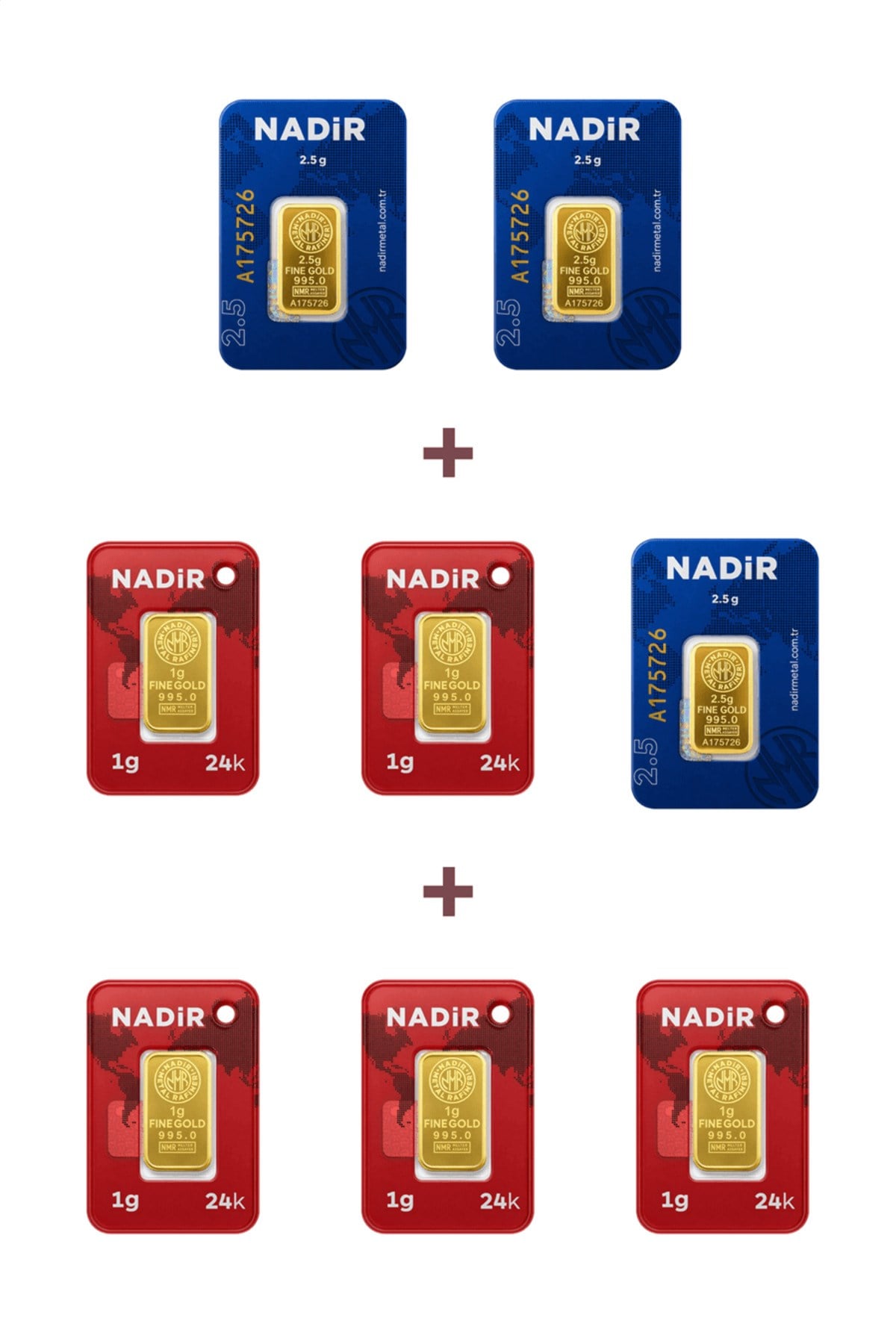 24 Ayar 12,5 Gram Külçe Altın (3 Adet 2,5 Gram Külçe Altın + 5 Adet 1 Gram Külçe Altın )