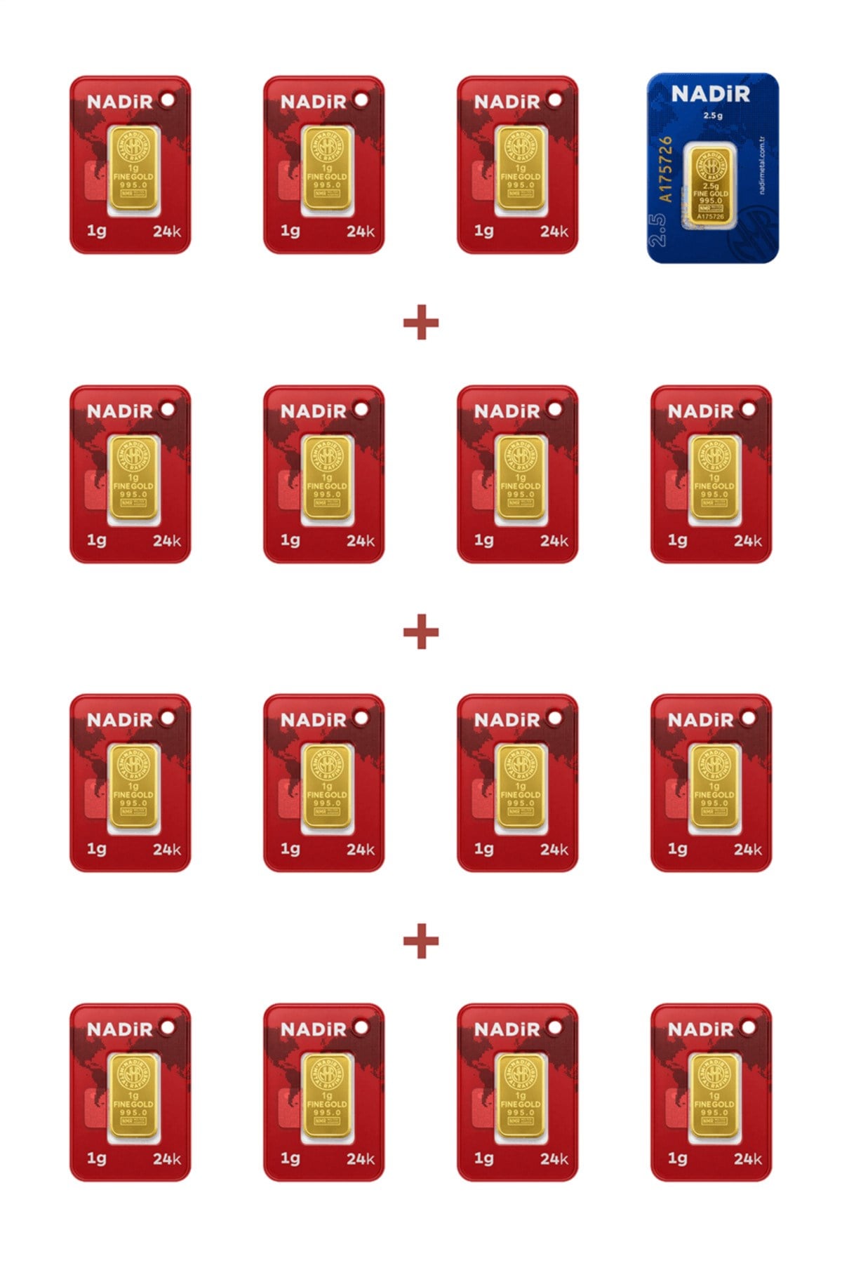 24 Ayar 17,5 Gram Külçe Altın (1 Adet 2,5 Gram Külçe Altın + 15 Adet 1 Gram Külçe Altın )