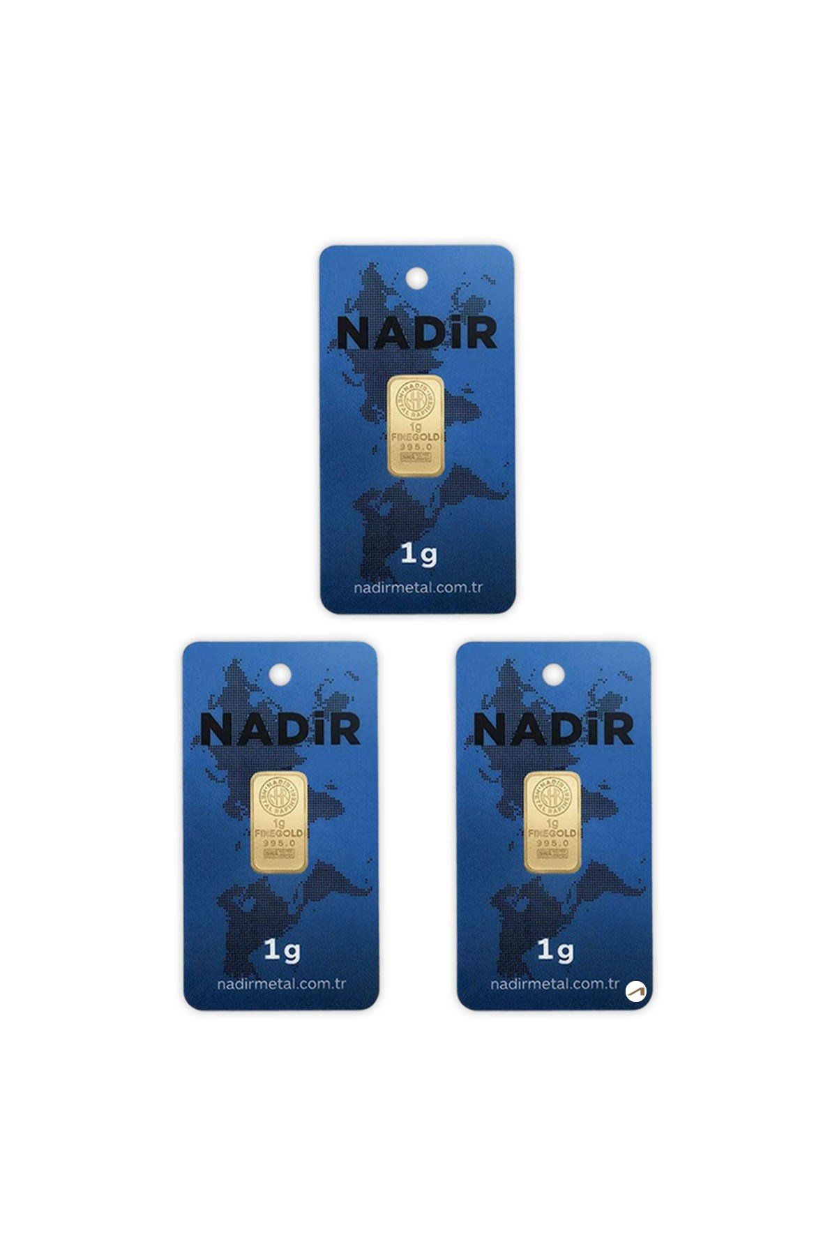 3 Adet 1 gr 24 Ayar Nadirgold gram Altın (DİKDÖRTGEN)