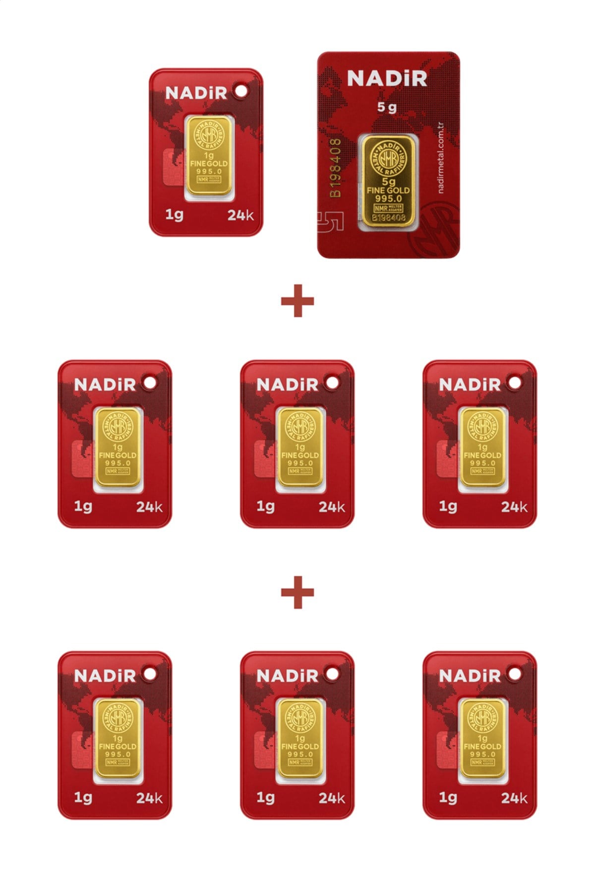 24 Ayar 12 Gram Külçe Altın (1 Adet 5 Gram Külçe Altın + 7 Adet 1 Gram Külçe Altın )