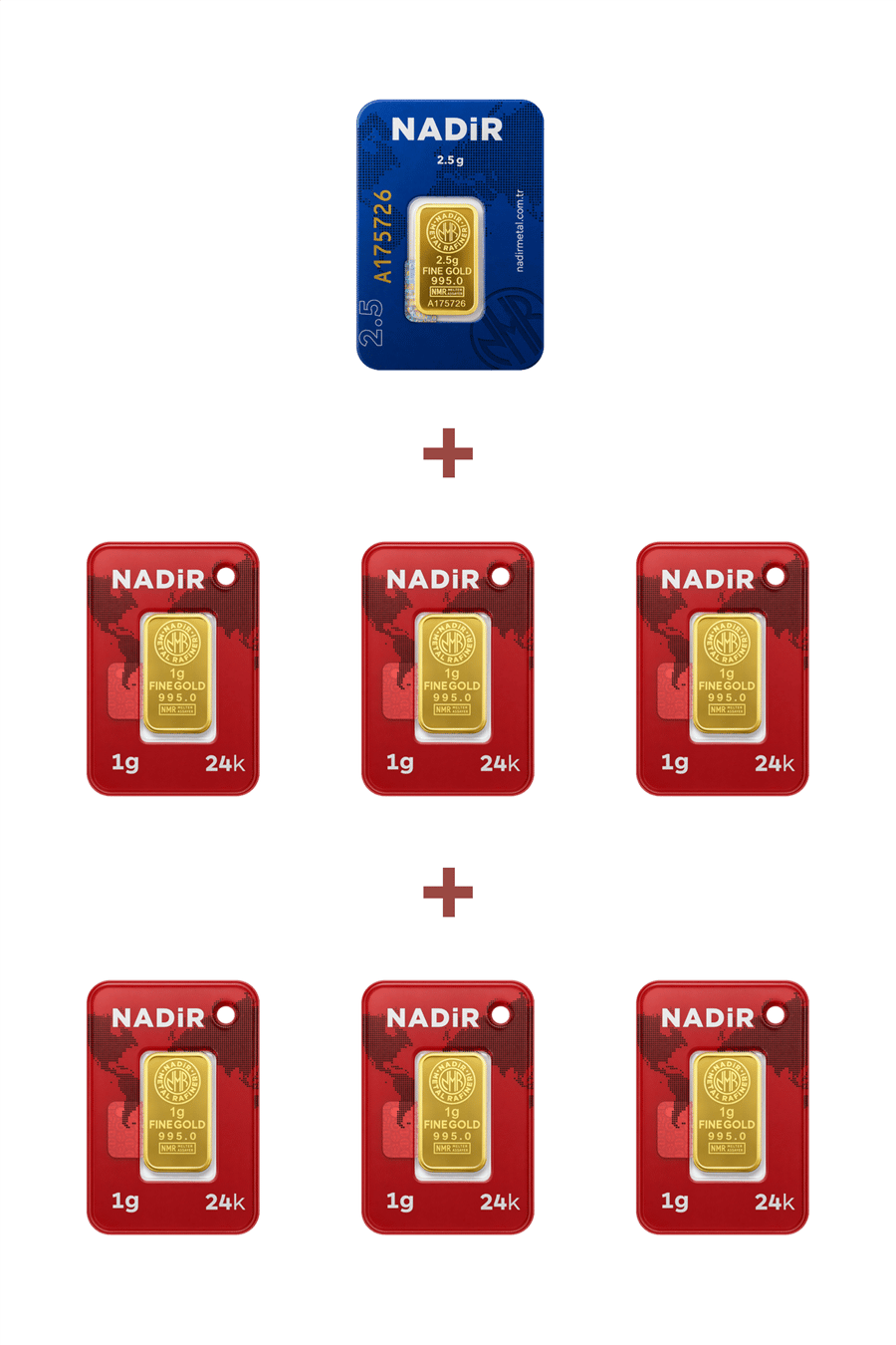 Nadir Gold 24 Ayar 8,5 Gram Külçe Altın (1 Adet 2,5 Gram Külçe Altın + 6 Adet 1 Gram Külçe Altın )