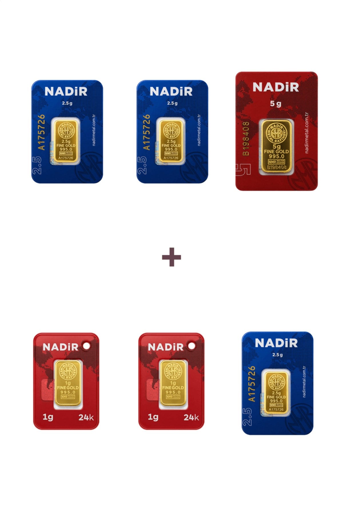 24 Ayar 14,5 Gram Külçe Altın (1 Adet 5 Gram Külçe Altın + 3 Adet 2,5 Gram Külçe Altın +