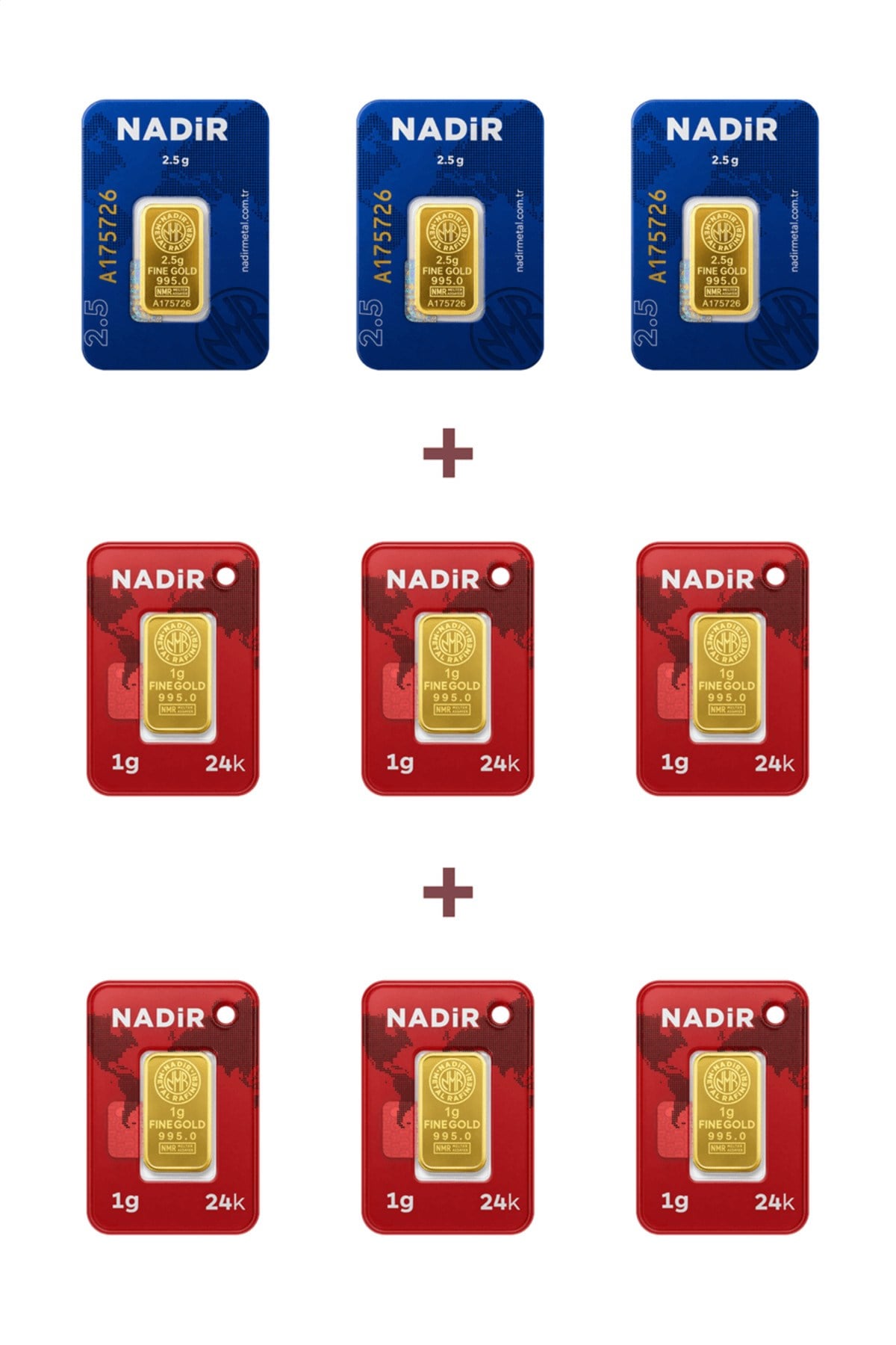 24 Ayar 13,5 Gram Külçe Altın (3 Adet 2,5 Gram Külçe Altın + 6 Adet 1 Gram Külçe Altın )