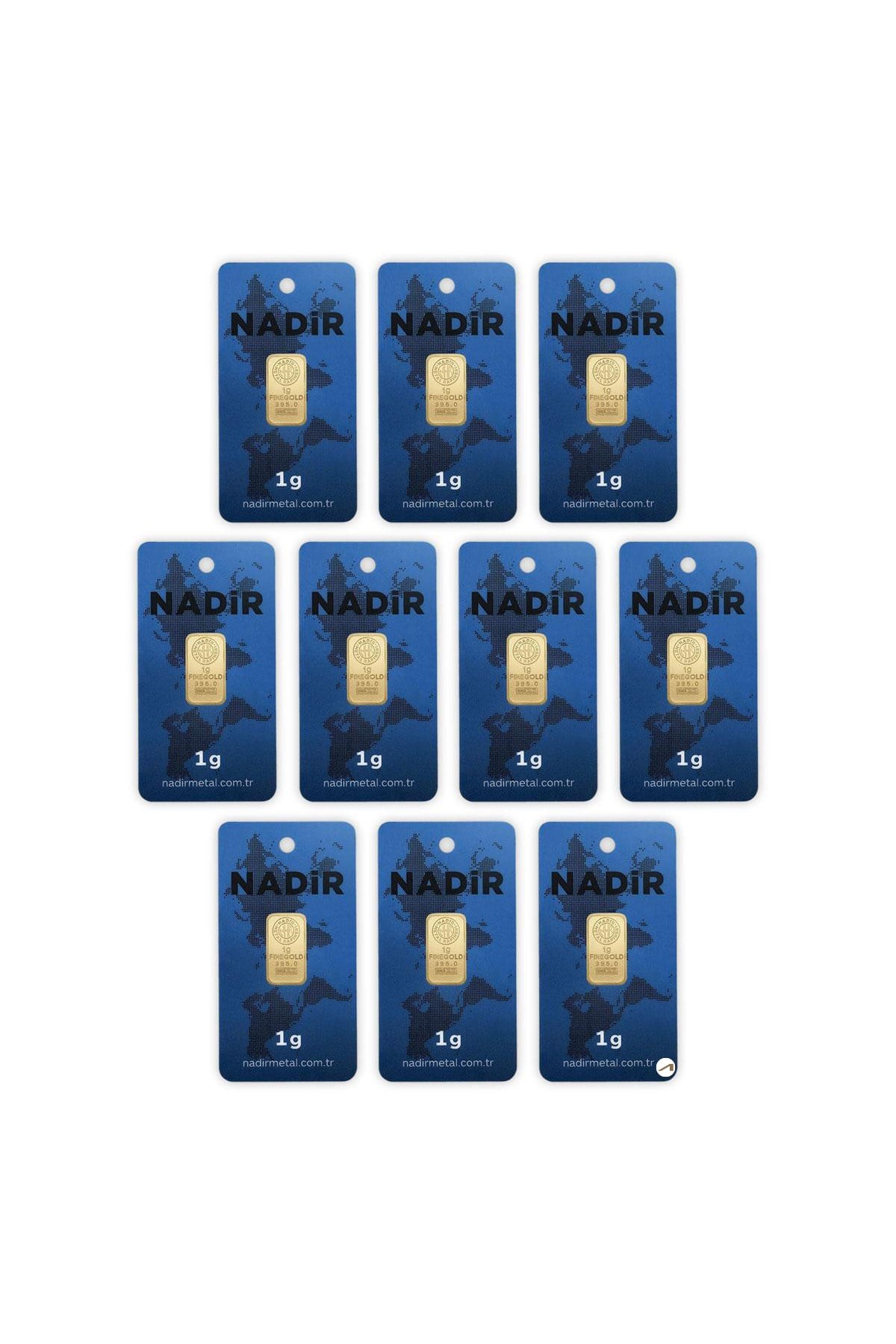 10 Adet 1 gr 24 Ayar Nadirgold gram Altın (DİKDÖRTGEN)
