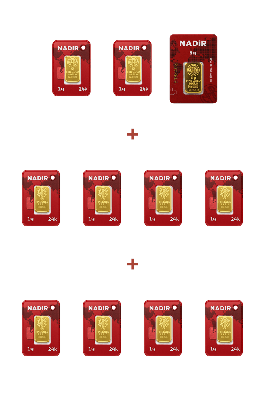 Nadir Gold 24 Ayar 15 Gram Külçe Altın (1 Adet 5 Gram Külçe Altın + 10 Adet 1 Gram Külçe Altın )
