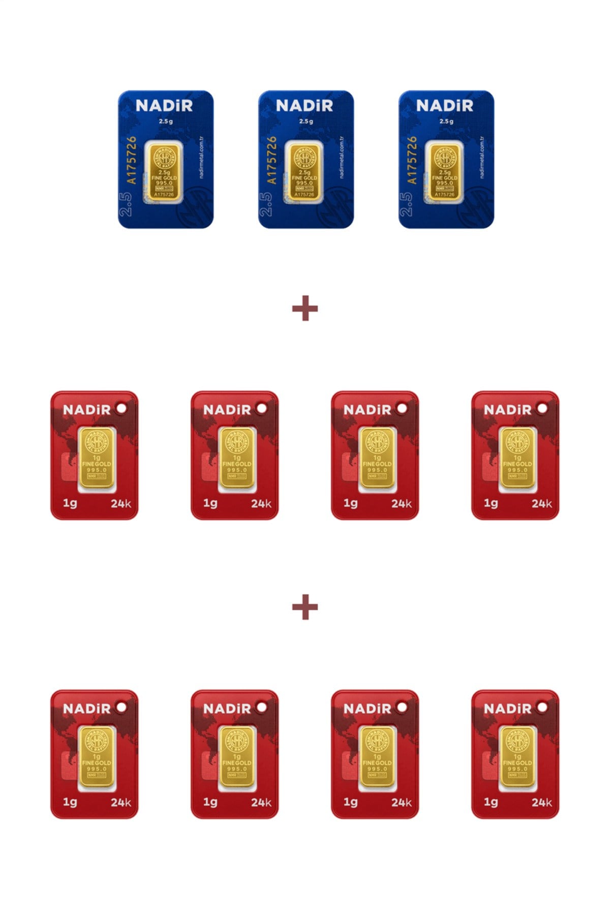 24 Ayar 15,5 Gram Külçe Altın (3 Adet 2,5 Gram Külçe Altın + 8 Adet 1 Gram Külçe Altın )