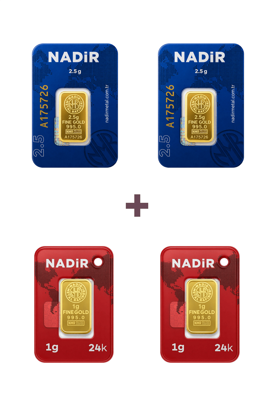Nadir Gold 24 Ayar 7 Gram Külçe Altın (2 Adet 2,5 Gram Külçe Altın + 2 Adet 1 Gram Külçe Altın )