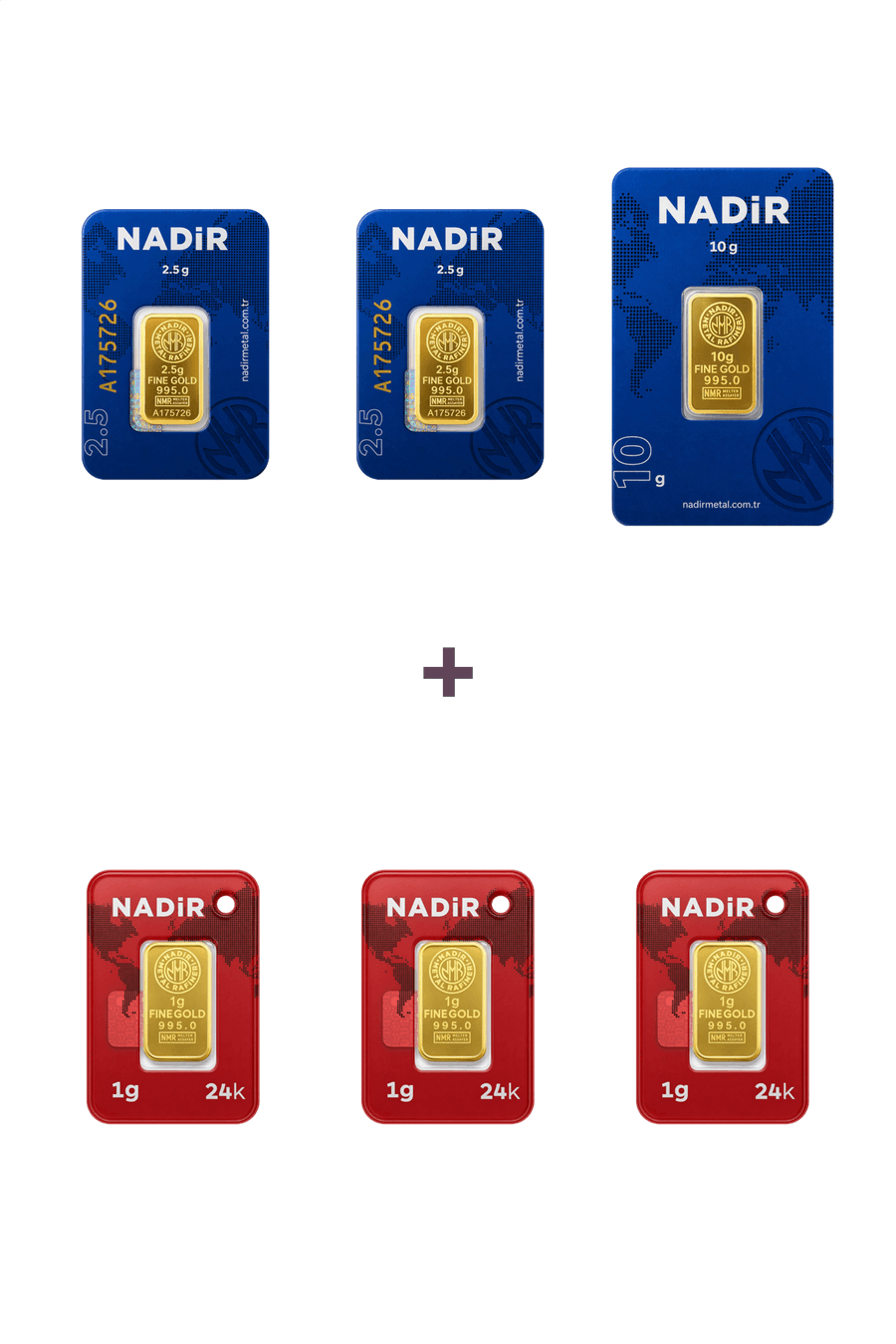 Nadir Gold 24 Ayar 18 Gram Altın (1 Ad 10 Gram Altın + 2 Ad 2,5 Gram Altın + 3 Ad 1 Gram Altın )
