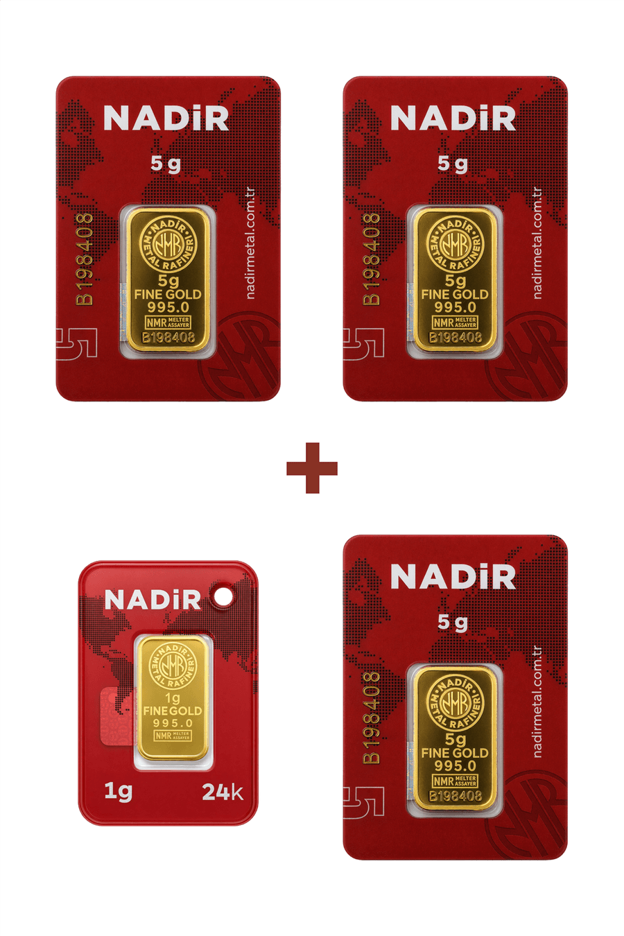 Nadir Gold 24 Ayar 16 Gram Külçe Altın (3 Adet 5 Gram Külçe Altın + 1 Adet 1 Gram Külçe Altın )