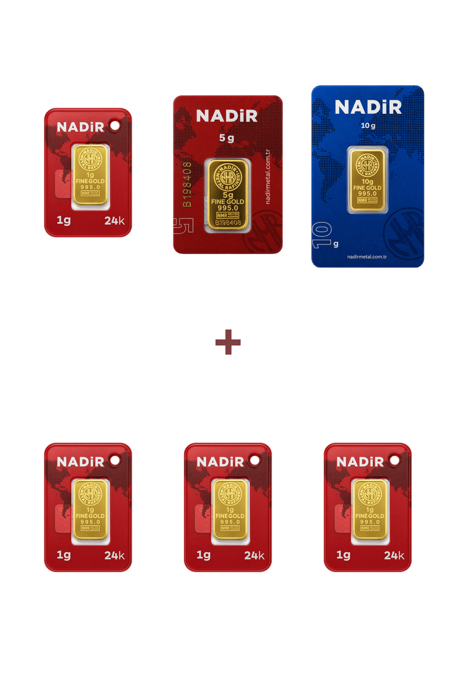 Nadir Gold 24 Ayar 19 Gram Altın (1 Ad 10 Gram Altın + 1 Ad 5 Gram Altın + 4 Ad 1 Gram Altın )