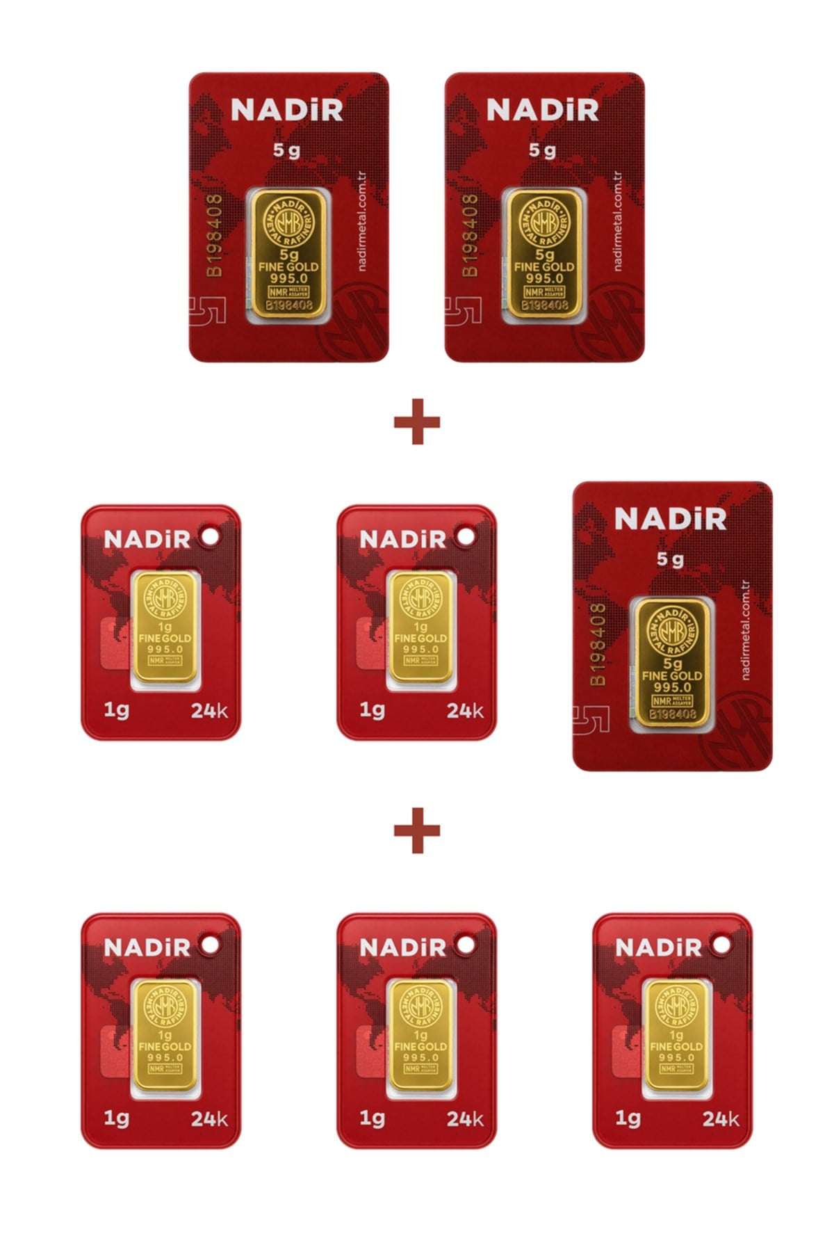 24 Ayar 20 Gram Külçe Altın (3 Adet 5 Gram Külçe Altın + 5 Adet 1 Gram Külçe Altın )