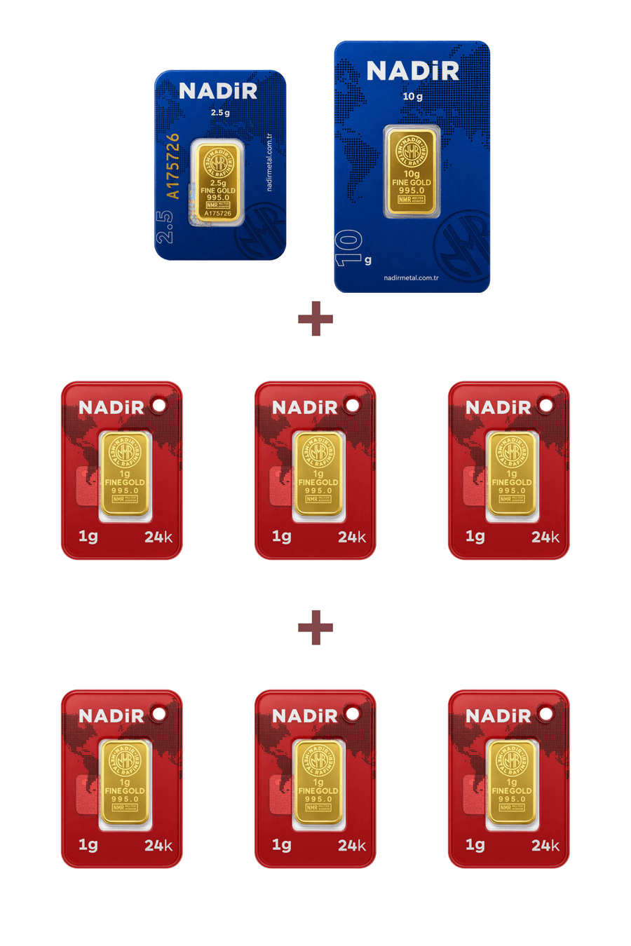 Nadir Gold 24 Ayar 18,5 Gram Altın (1 Ad 10 Gram Altın + 1 Ad 2,5 Gram Altın + 6 Ad 1 Gram Altın )