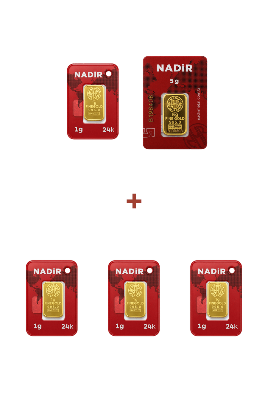 Nadir Gold 24 Ayar 9 Gram Külçe Altın (1 Adet 5 Gram Külçe Altın + 4 Adet 1 Gram Külçe Altın )