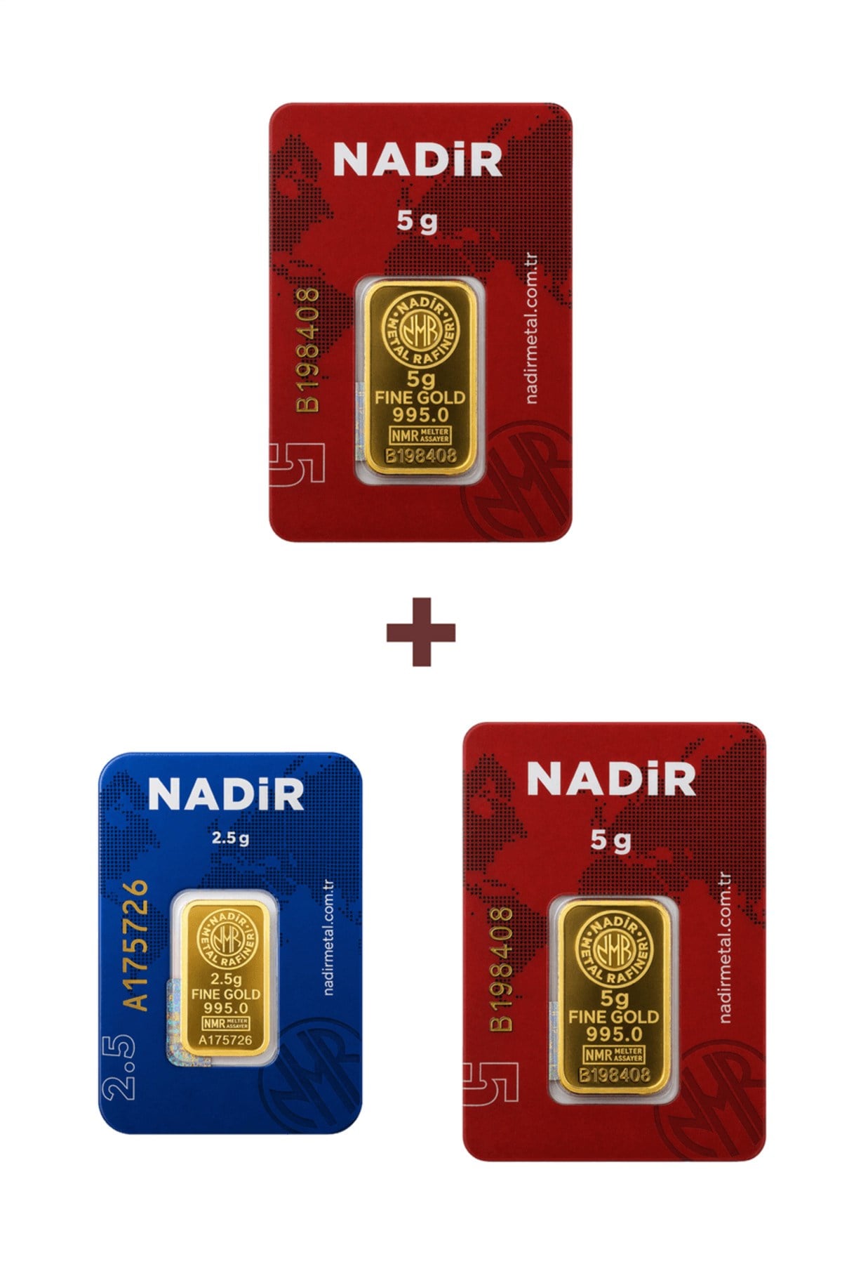 24 Ayar 12,5 Gram Külçe Altın (2 Adet 5 Gram Külçe Altın + 1 Adet 2,5 Gram Külçe Altın )