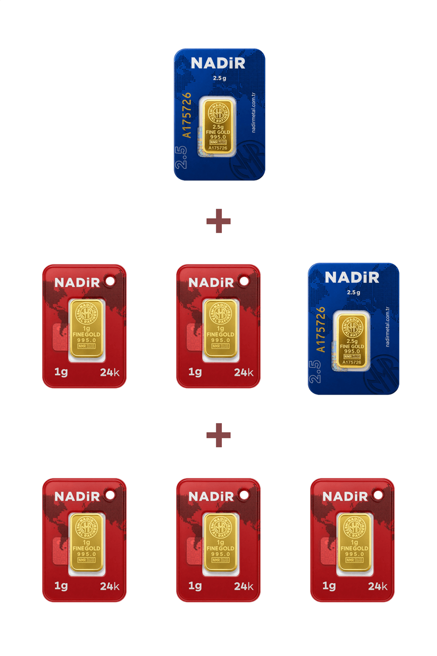 Nadir Gold 24 Ayar 10 Gram Külçe Altın (2 Adet 2,5 Gram Külçe Altın + 5 Adet 1 Gram Külçe Altın )