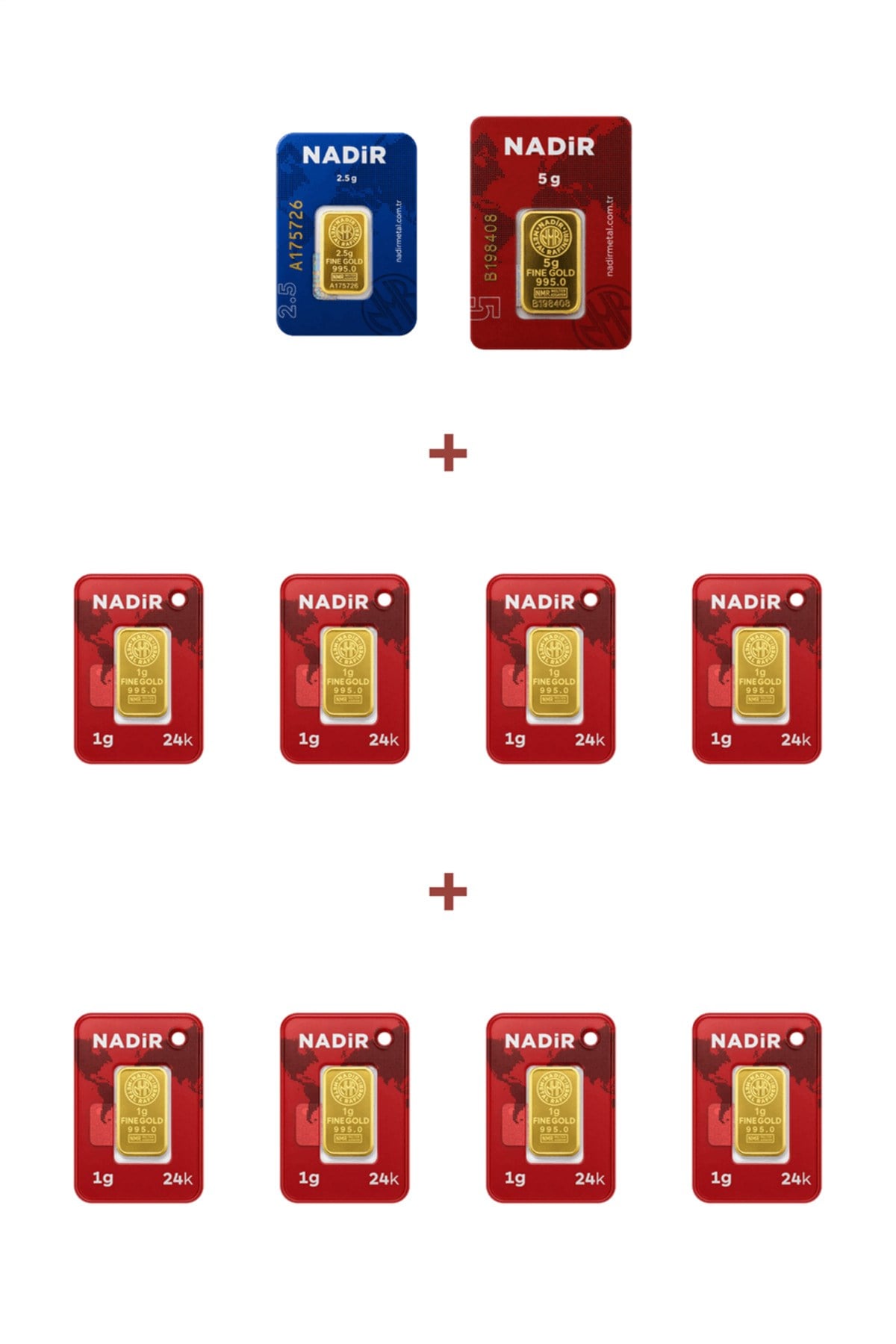 24 Ayar 15,5 Gram Altın (1 Ad 5 Gram Altın + 1 Ad 2,5 Gram Altın + 8 Ad 1 Gram Altın )