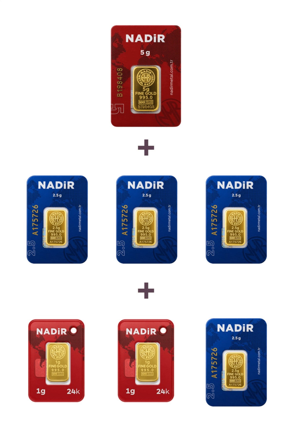 24 Ayar 17 Gram Külçe Altın (1 Adet 5 Gram Külçe Altın + 4 Adet 2,5 Gram Külçe Altın + 2