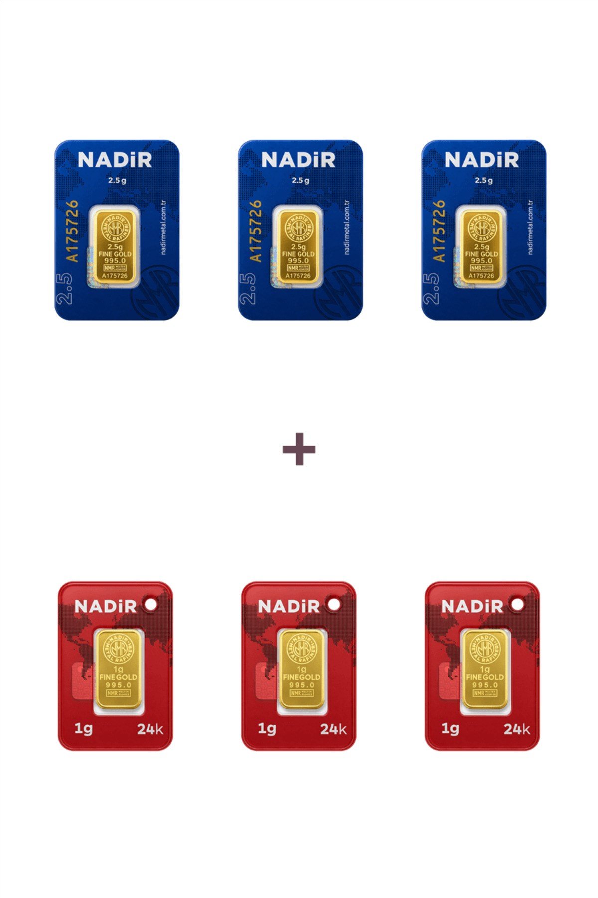 24 Ayar 10,5 Gram Külçe Altın (3 Adet 2,5 Gram Külçe Altın + 3 Adet 1 Gram Külçe Altın )