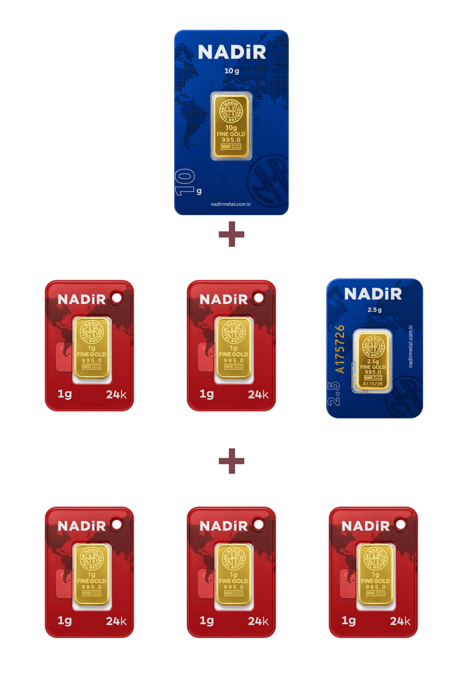 Nadir Gold 24 Ayar 17,5 Gram Altın (1 Ad 10 Gram Altın + 1 Ad 2,5 Gram Altın + 5 Ad 1 Gram Altın )