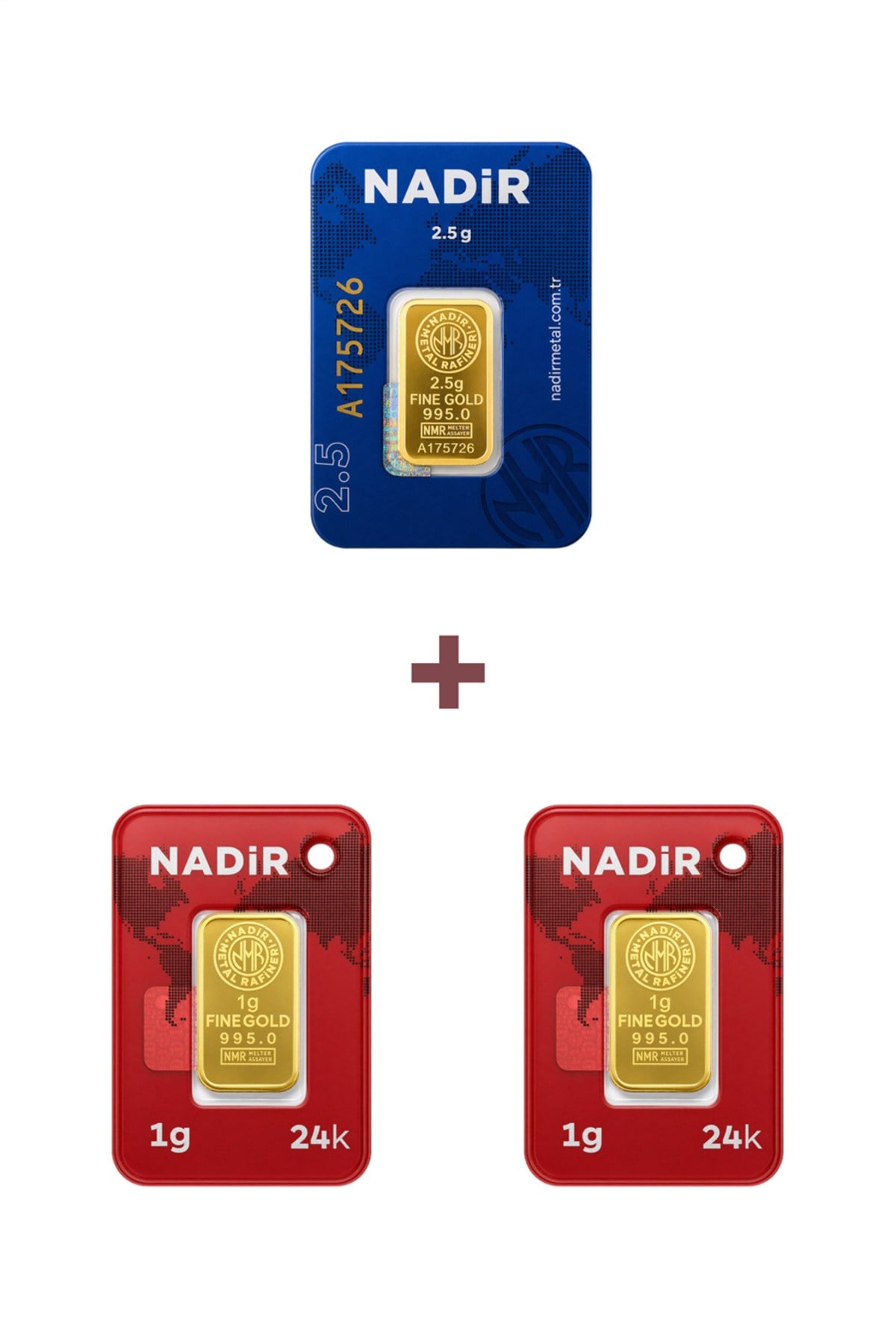 24 Ayar 4,5 Gram Külçe Altın (1 Adet 2,5 Gram Külçe Altın + 2 Adet 1 Gram Külçe Altın )