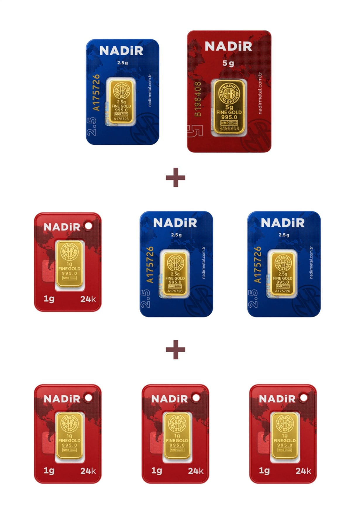 24 Ayar 16,5 Gram Külçe Altın (1 Adet 5 Gram Külçe Altın + 3 Adet 2,5 Gram Külçe Altın +