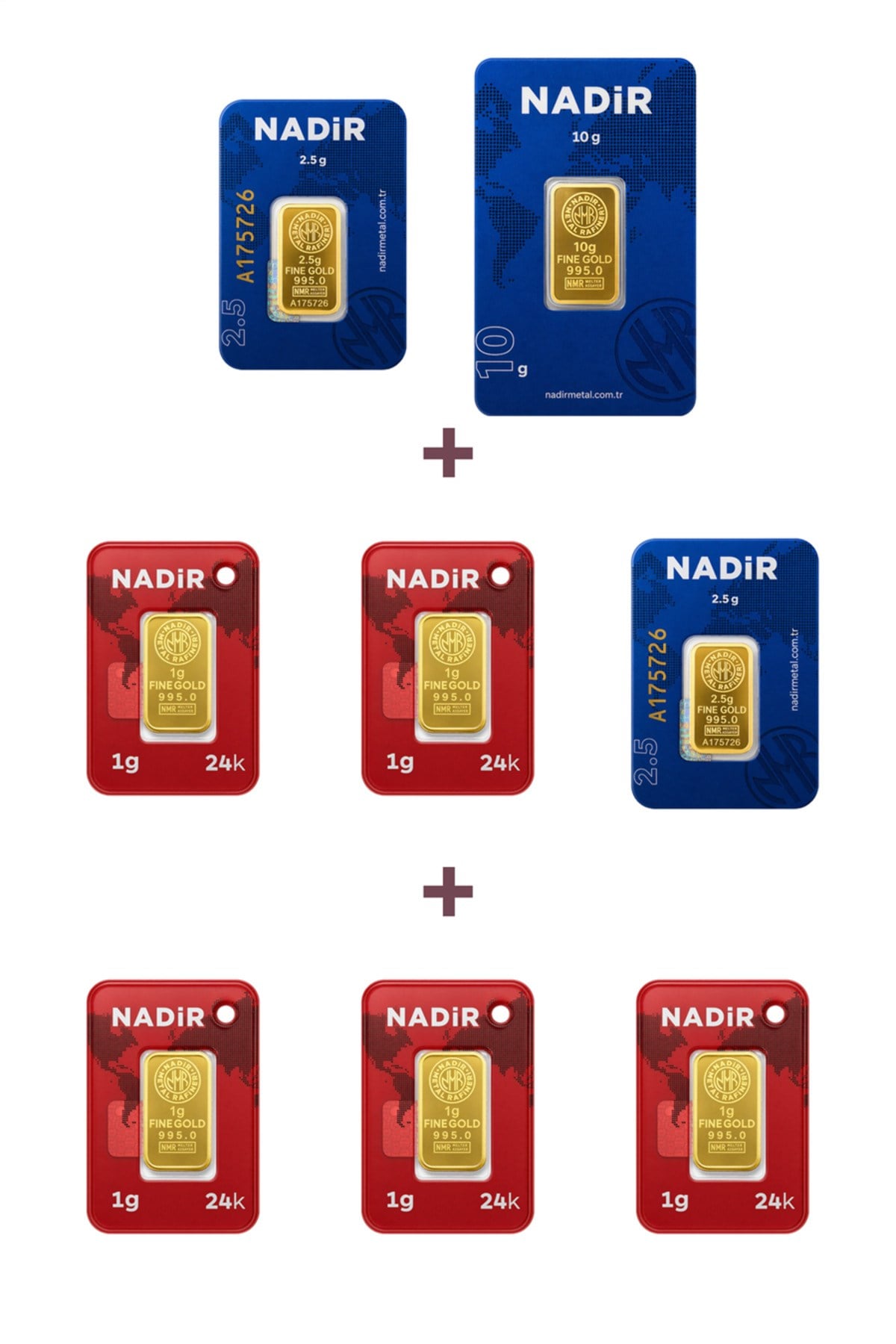 24 Ayar 20 Gram Külçe Altın (1 Adet 10 Gram Külçe Altın + 2 Adet 2,5 Gram Külçe Altın + 5