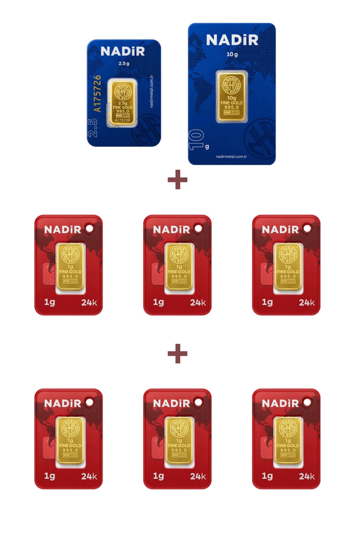 24 Ayar 18,5 Gram Külçe Altın (1 Adet 10 Gram Külçe Altın + 1 Adet 2,5 Gram Külçe Altın +