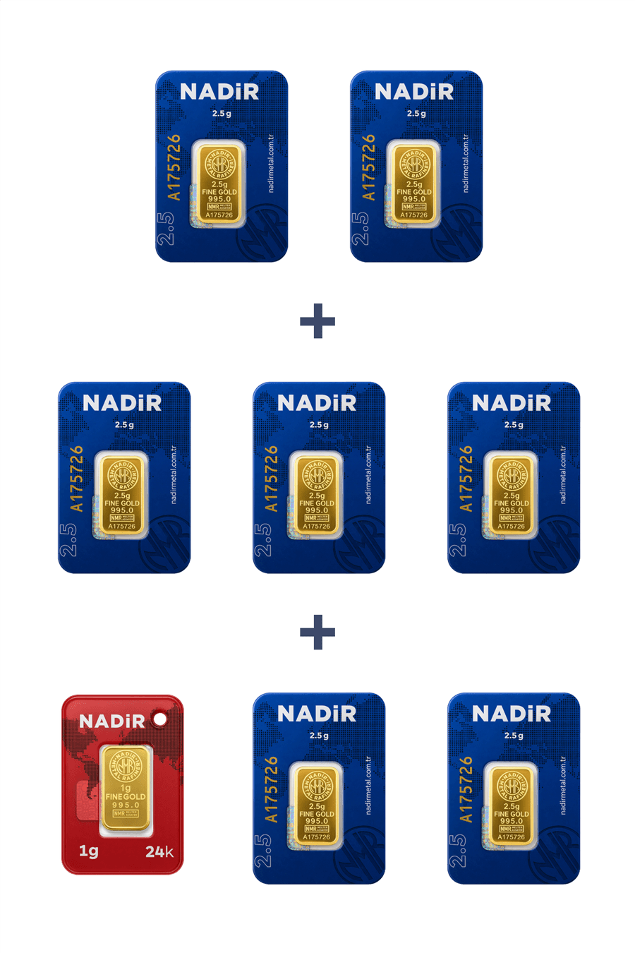 Nadir Gold 24 Ayar 18,5 Gram Külçe Altın (7 Adet 2,5 Gram Külçe Altın + 1 Adet 1 Gram Külçe Altın )