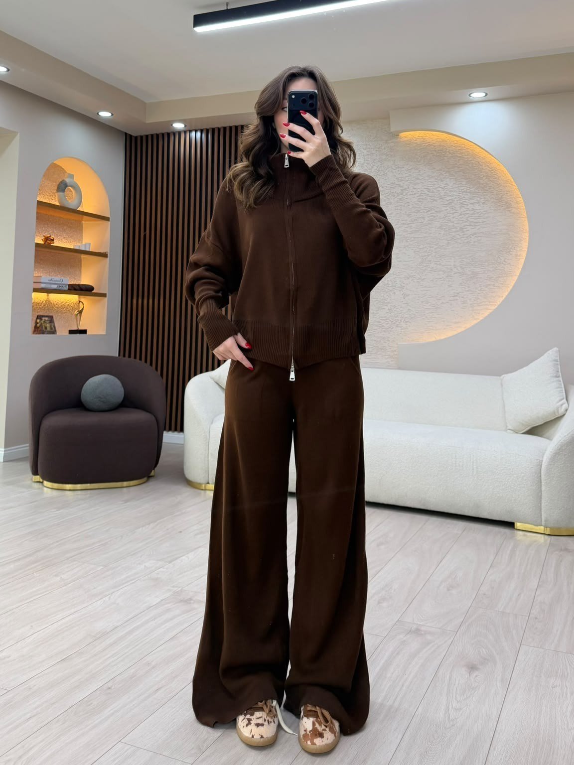 Fermuarlı Dik Yaka Triko Takım NVM-2269