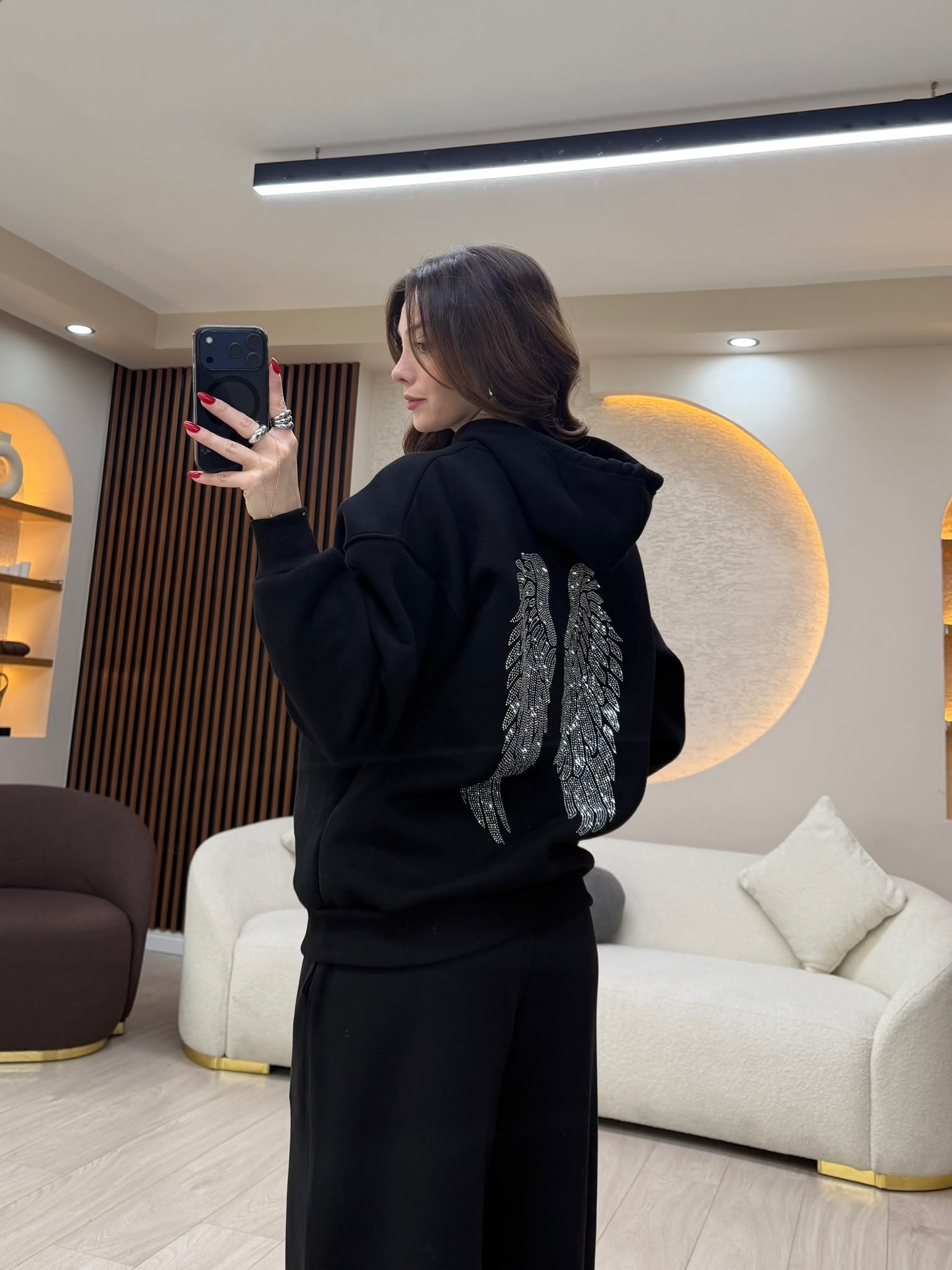 Kanat Taş Detaylı Oversize Sweatshirt NVM-3004