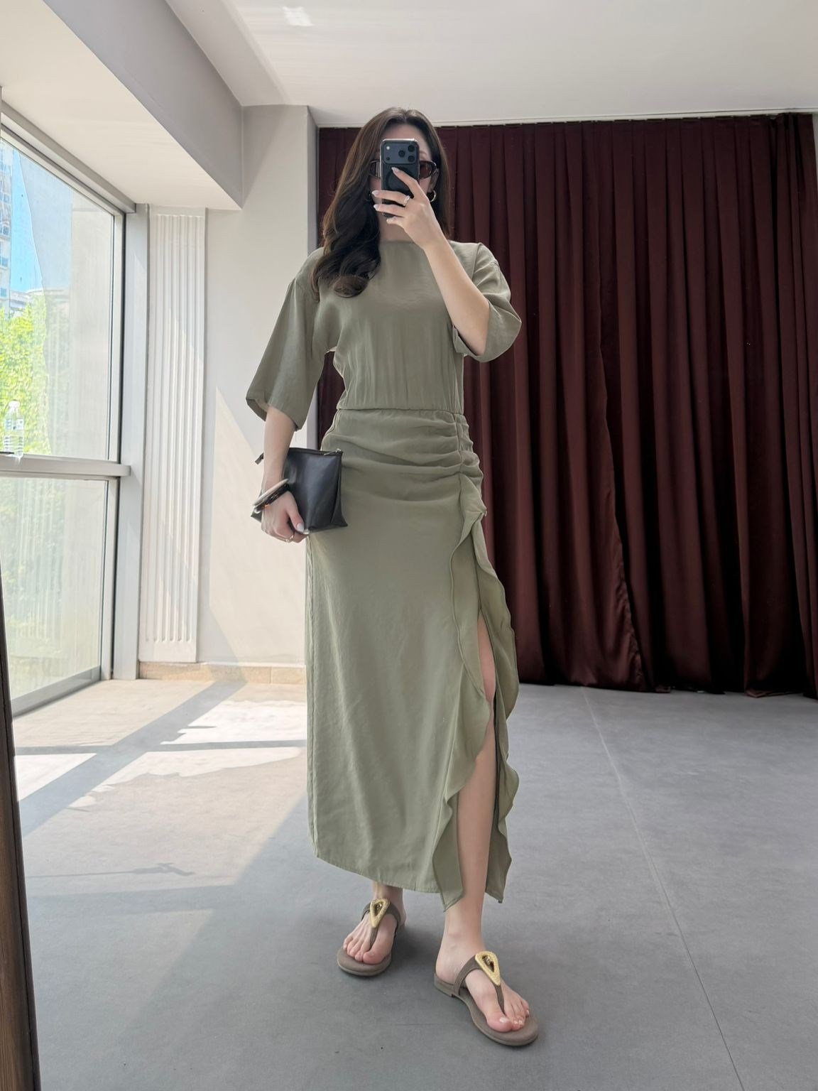 Soft Pink Volanlı Yaz Davet Elbisesi NVM-8443