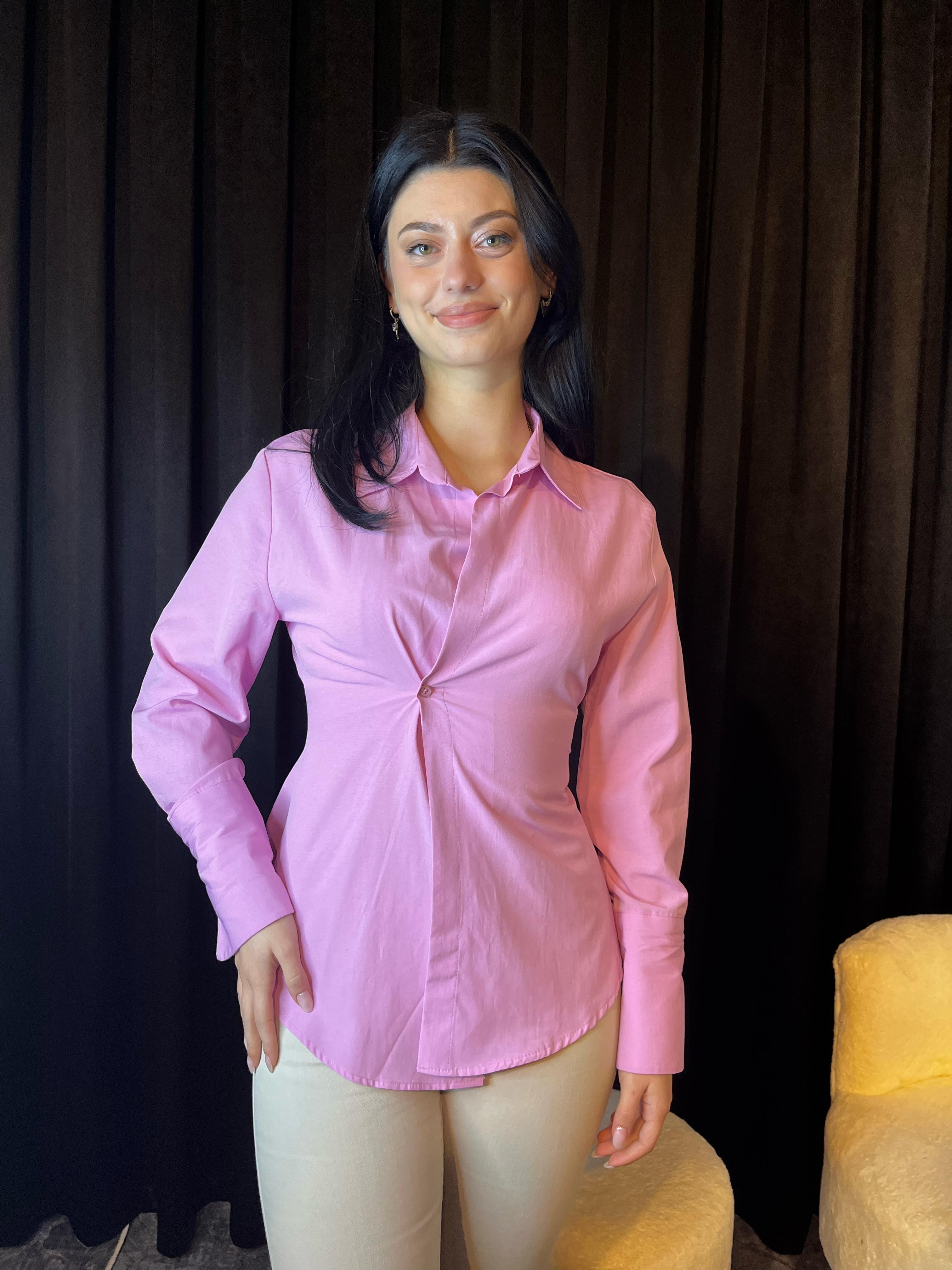 Pembe Asimetrik Gömlek