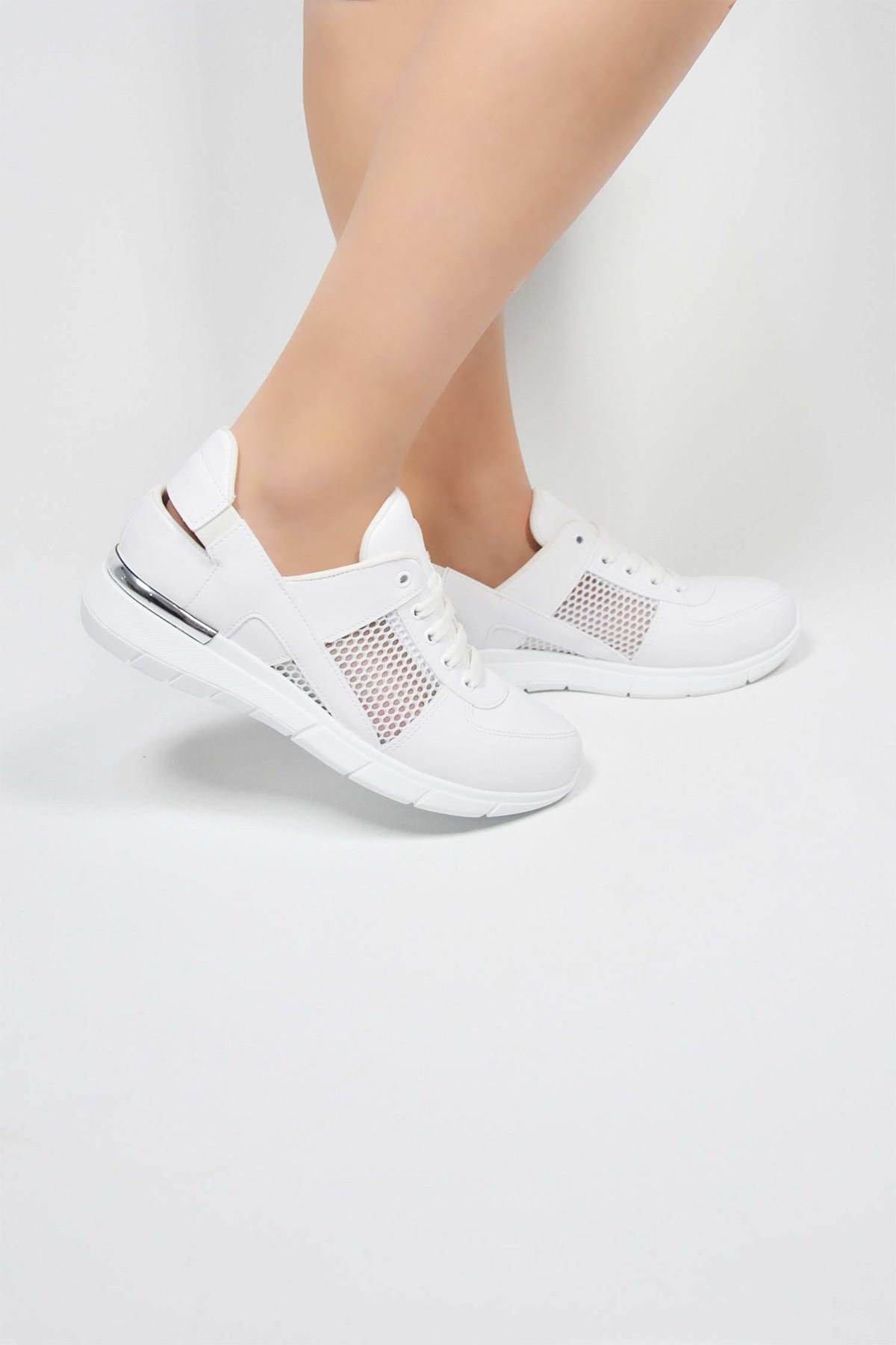 Beyaz Fileli Ortopedik Spor Sandalet-Nur Ortopedi