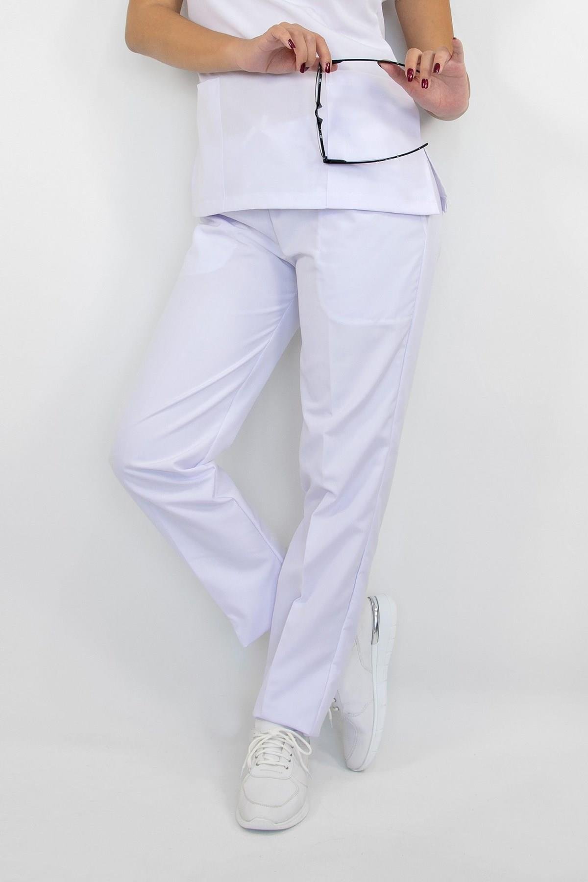 Beyaz Terikoton Pantolon-Nur Medikal Giyim