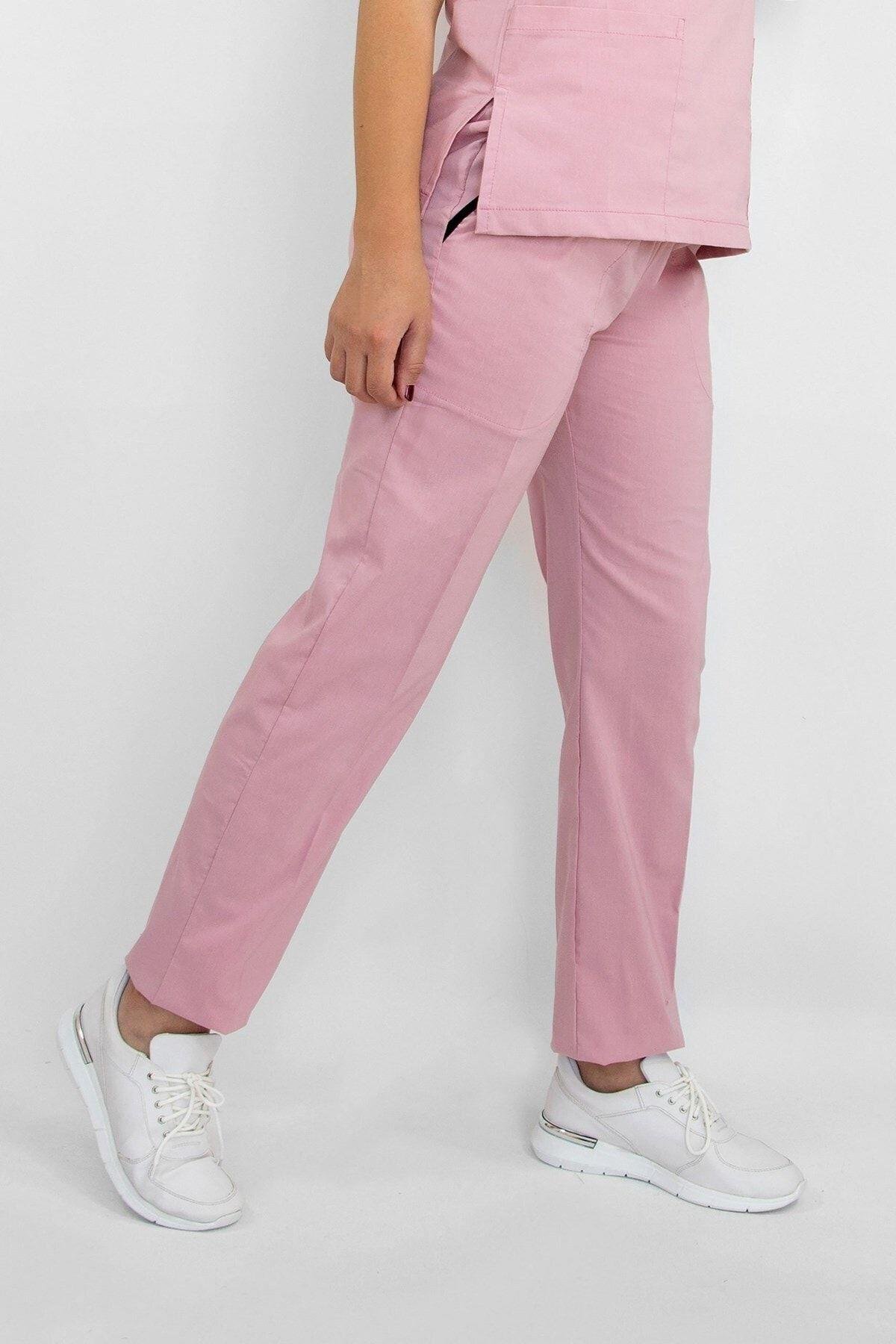 Doktor, Hemşire Forması Açık Pudra Likralı Tek Alt Forma Scrubs, Greys-Nur Medikal Giyim