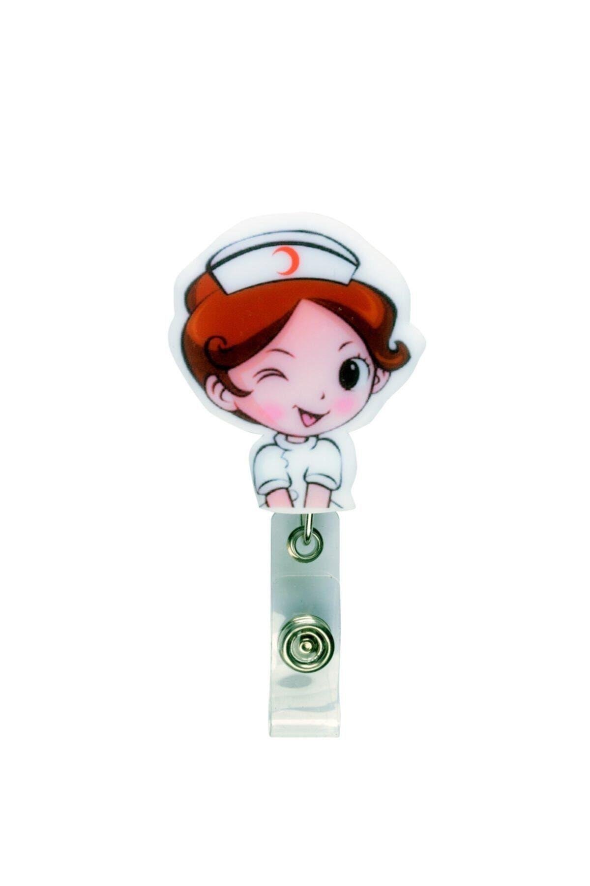 Göz Kırpan Hemşire Temalı Yoyo Yaka Kartlığı-Nur Ortopedi