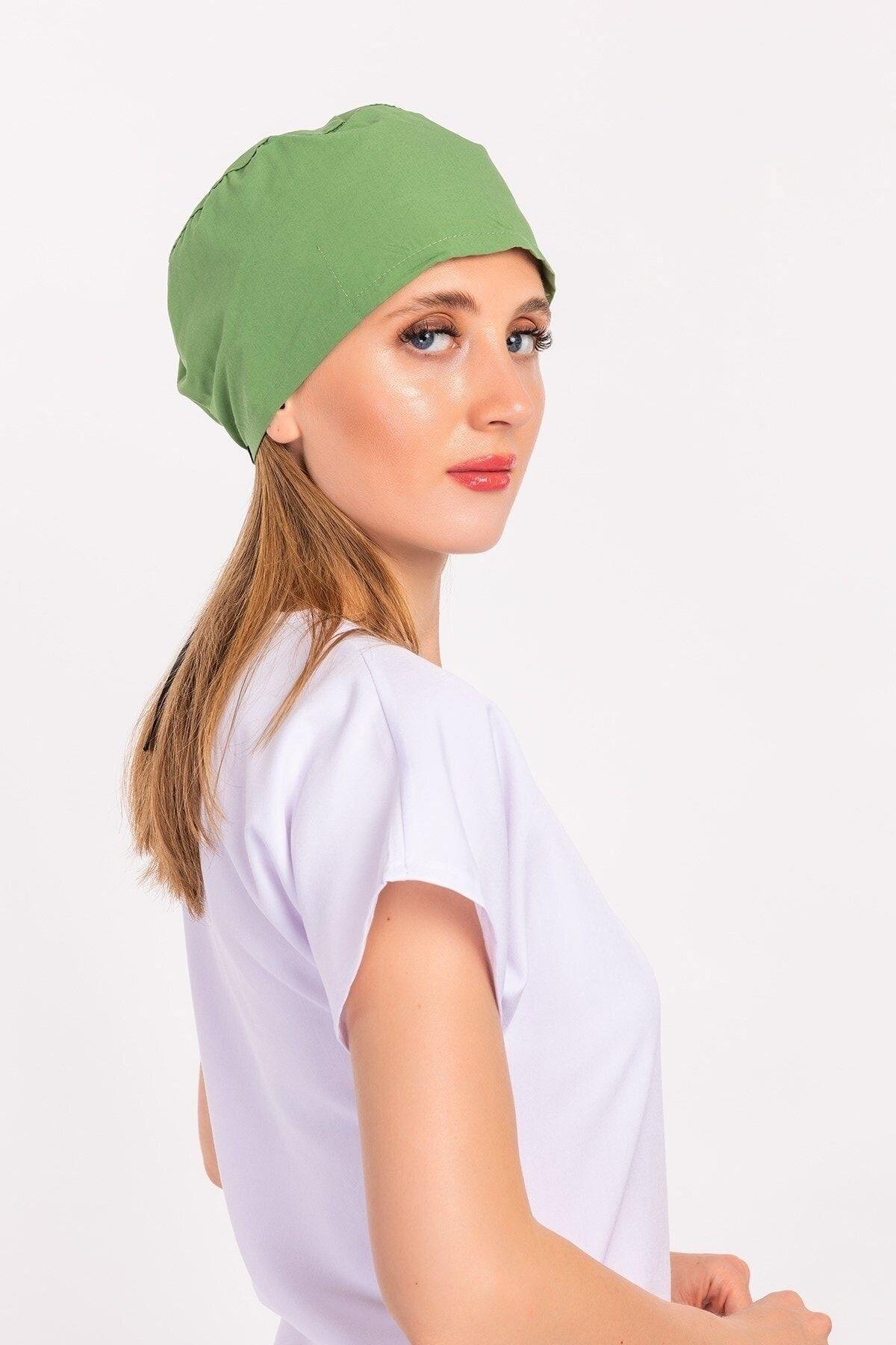 Kadın Düz Fıstık Yeşili Renk Doktor Hemşire Hastane Aşçı Medikal Cerrahi Bone-Nur Medikal Giyim