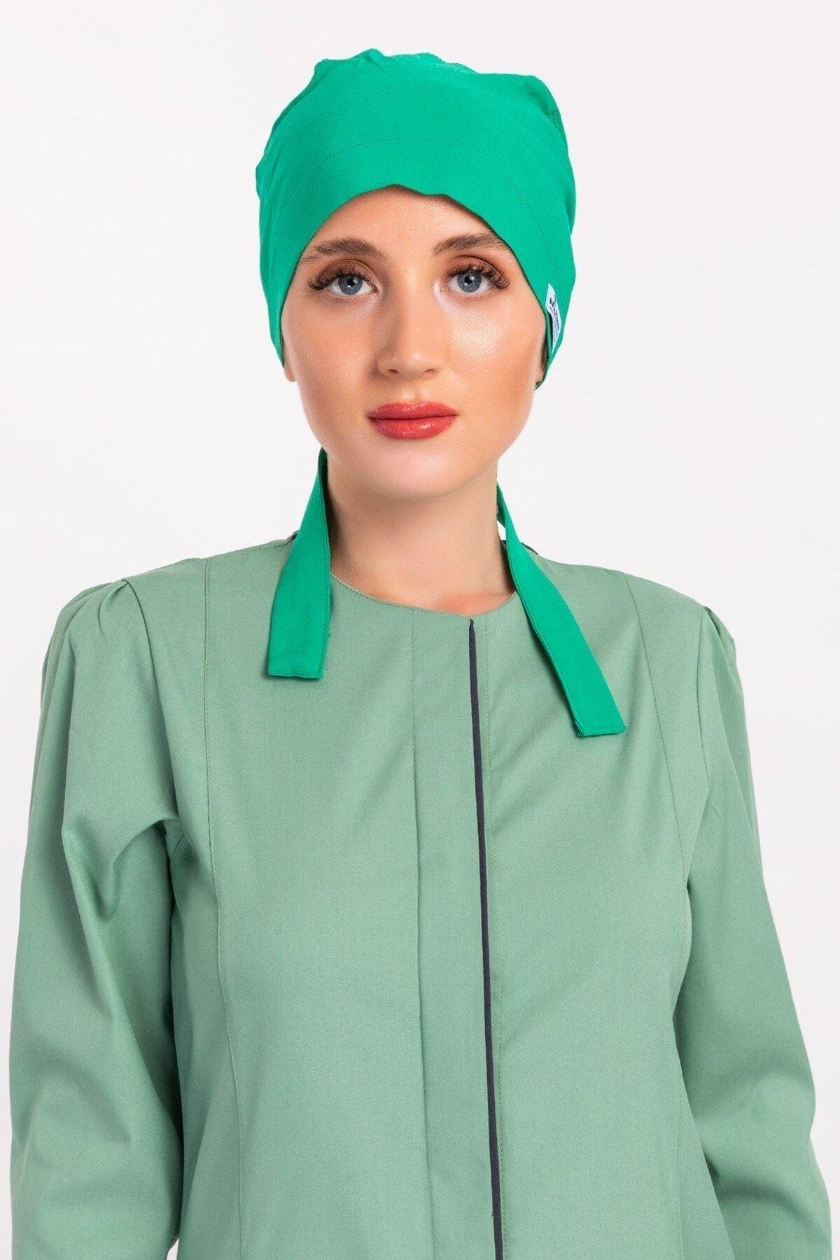 Kadın Tesettür Cerrahi Bonesi - Yaprak Yeşili-Nur Medikal Giyim