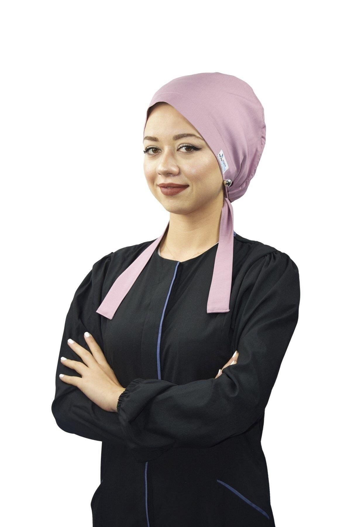Kadın Tesettür Koyu Pudra Doktor Hemşire Aşçı Cerrahi Hastane Bonesi-Nur Ortopedi