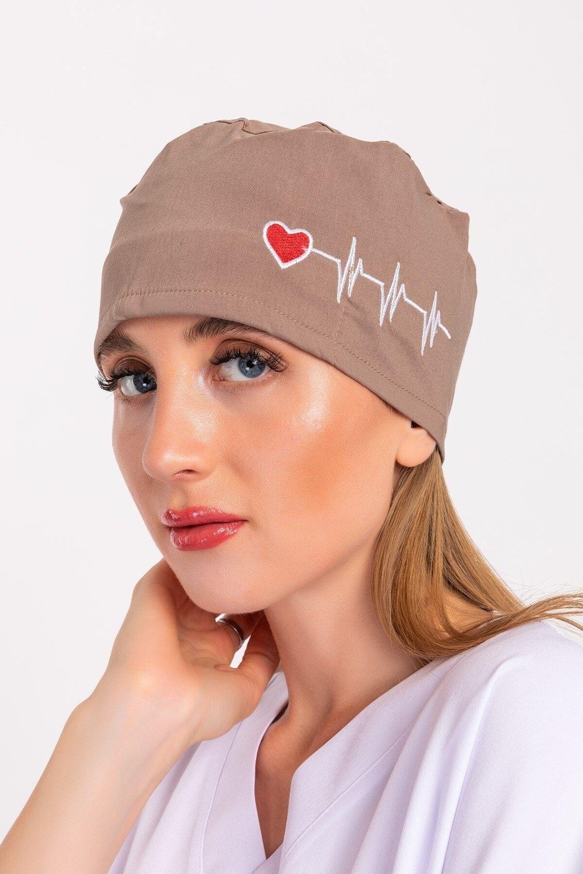 Kadın Vizon Kalp Ritim Doktor Hemşire Hastane Medikal Cerrahi Bone B173-Nur Medikal Giyim