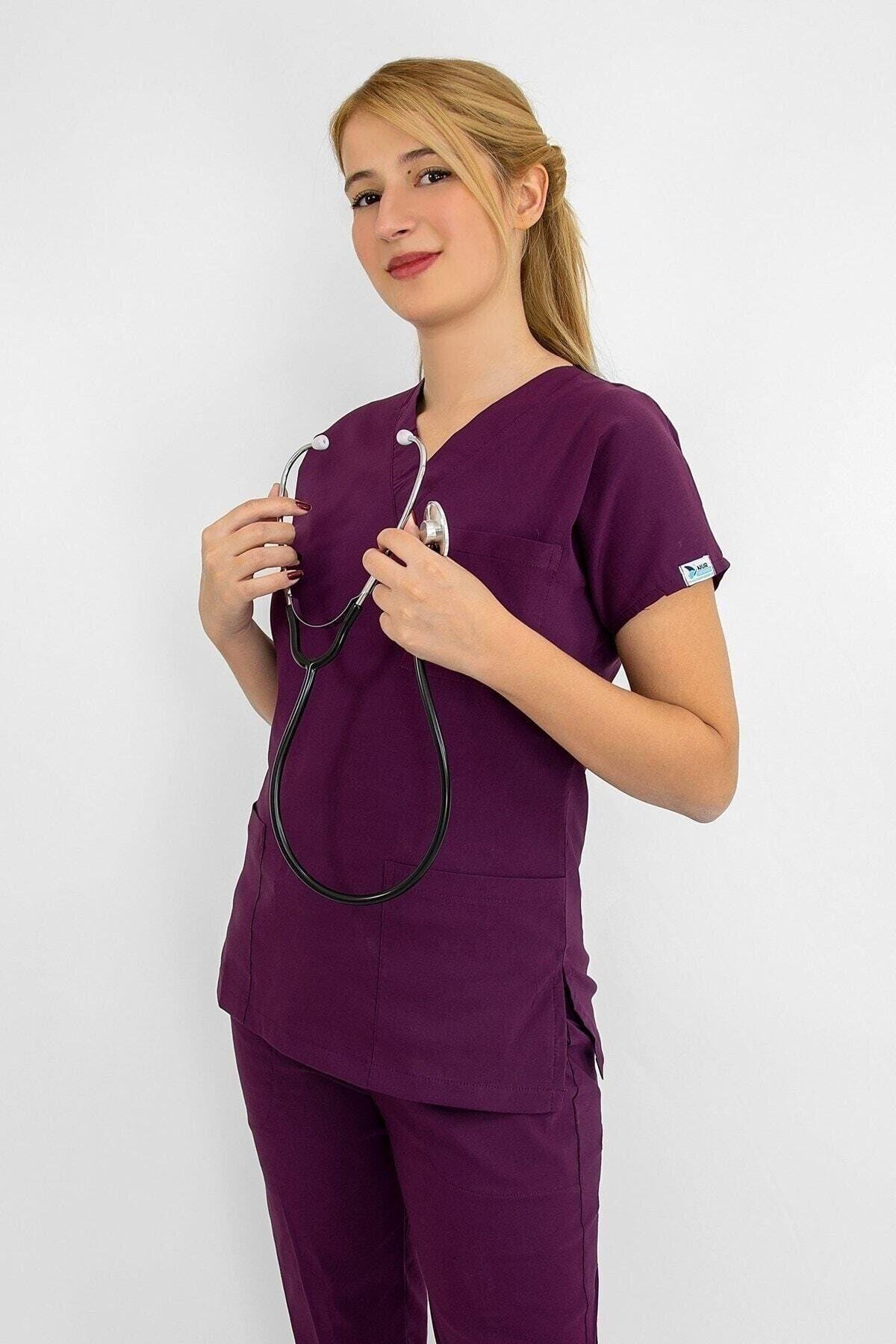 Karadut Rengi Likralı Üst Forma-Nur Medikal Giyim