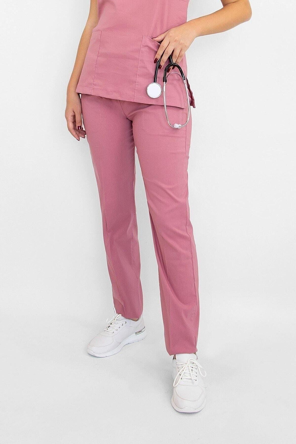 Koyu Pudra Likralı Pantolon-Nur Medikal Giyim