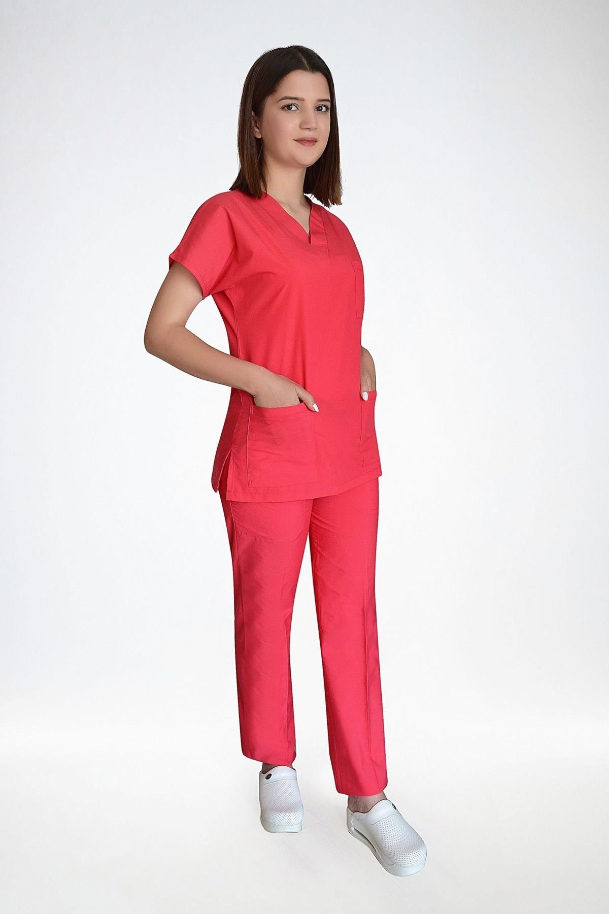 Narçiçeği Likralı Alt Üst Hemşire Doktor Forması Cerrahi Nöbet Takımı-Nur Medikal Giyim