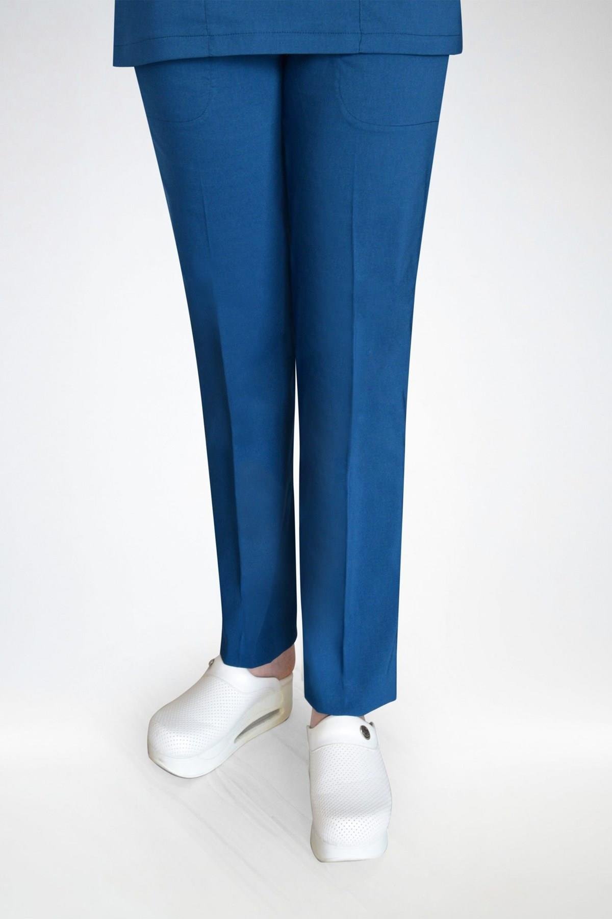 Petrol Mavi Hemşire Doktor Cerrahi Hastane Tek Alt Likralı Pantolon-Nur Medikal Giyim