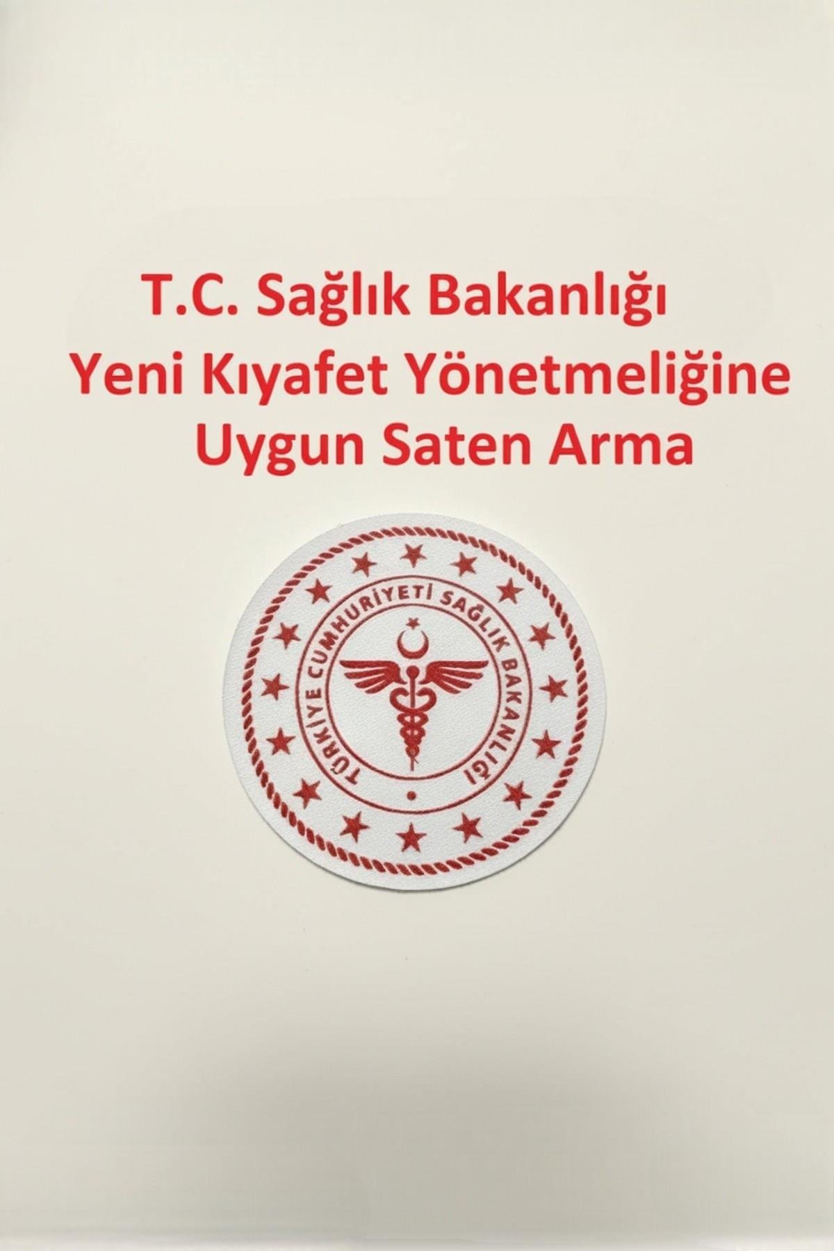 Sağlık Bakanlığı Yeni Kıyafet Yönetmeliğine Uygun Saten Scrubs Arması-Nur Medikal Giyim