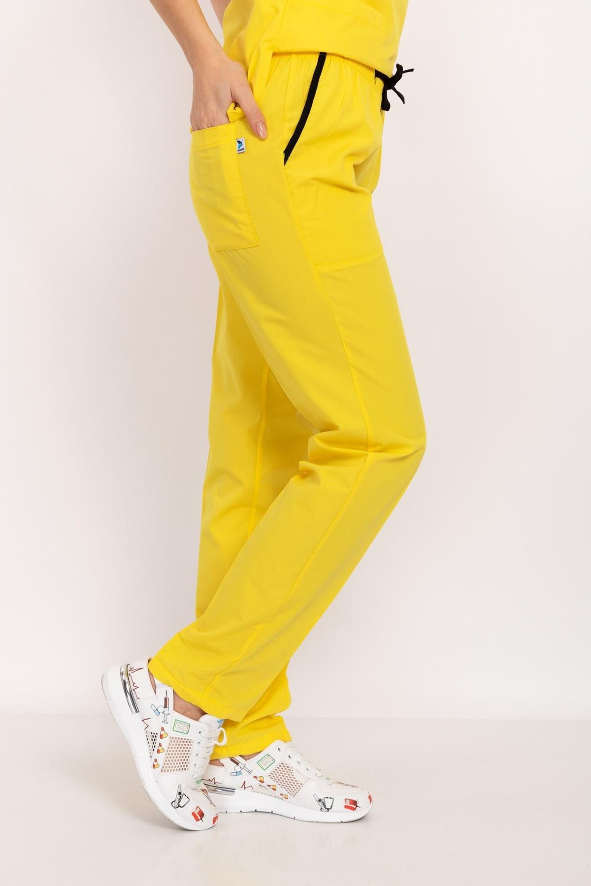 Sarı Renk Doktor Hemşire Cerrahi Tek Alt Terikoton Pantolon-Nur Medikal Giyim